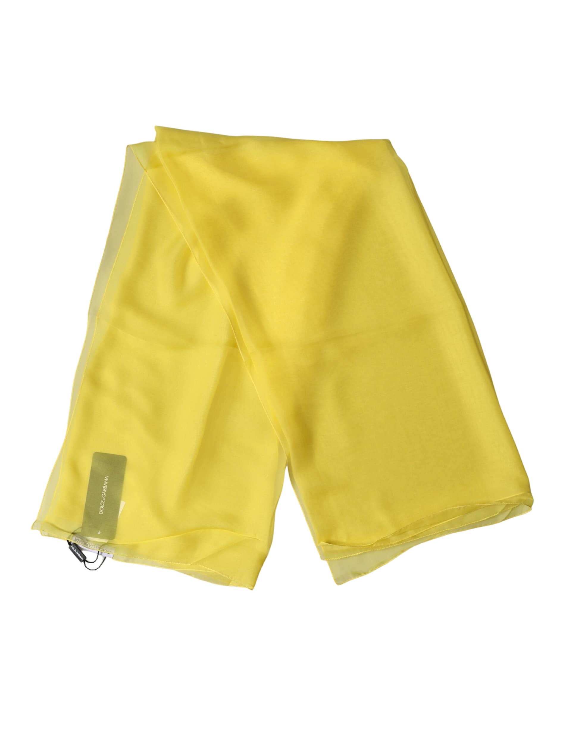 Dolce & Gabbana Yellow Silk Neck Wrap Shawl Foulard 133cm x 130cm Scarf - Image 2