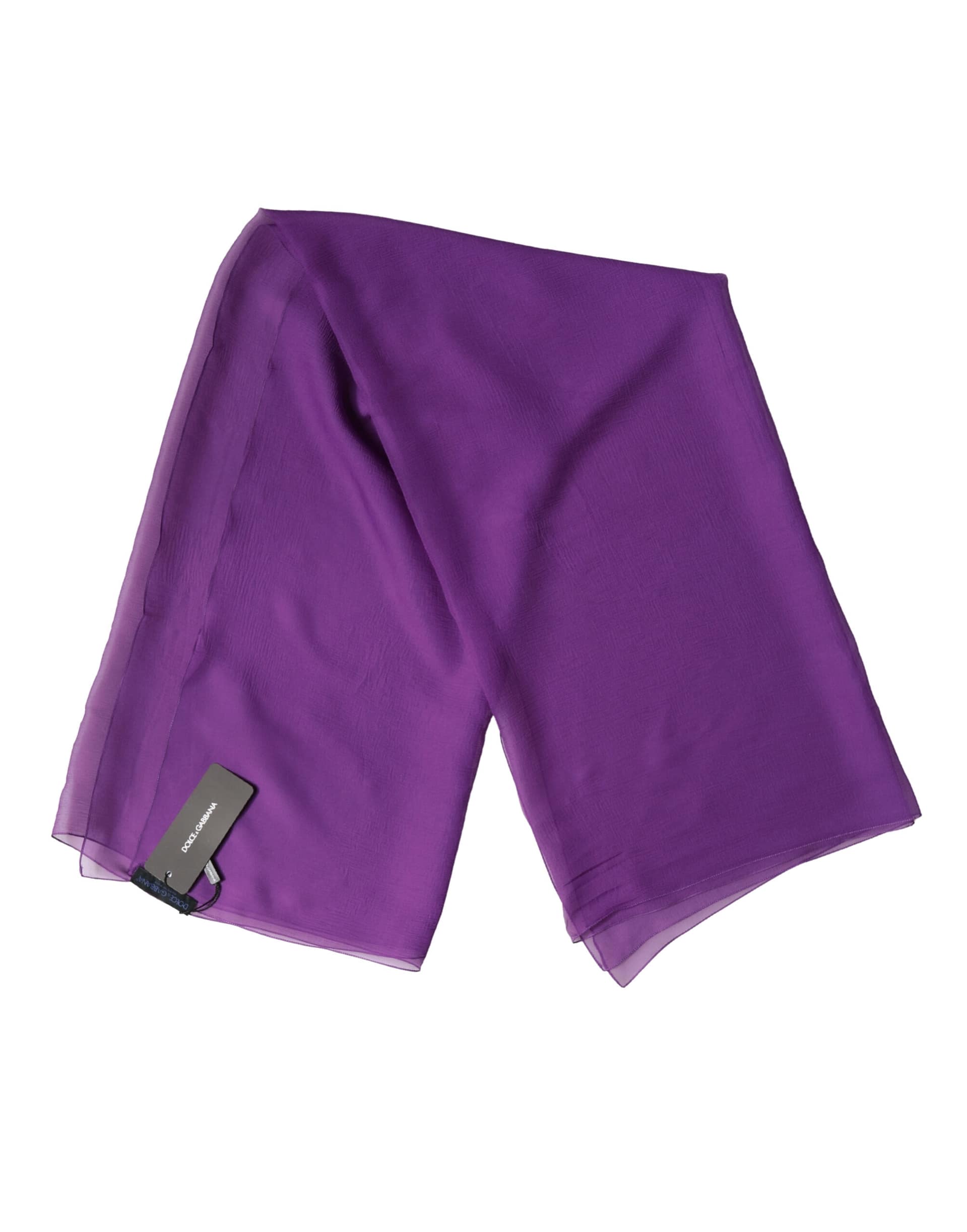 Dolce & Gabbana Purple Silk Neck Wrap Shawl Foulard 134cm x 131cm Scarf