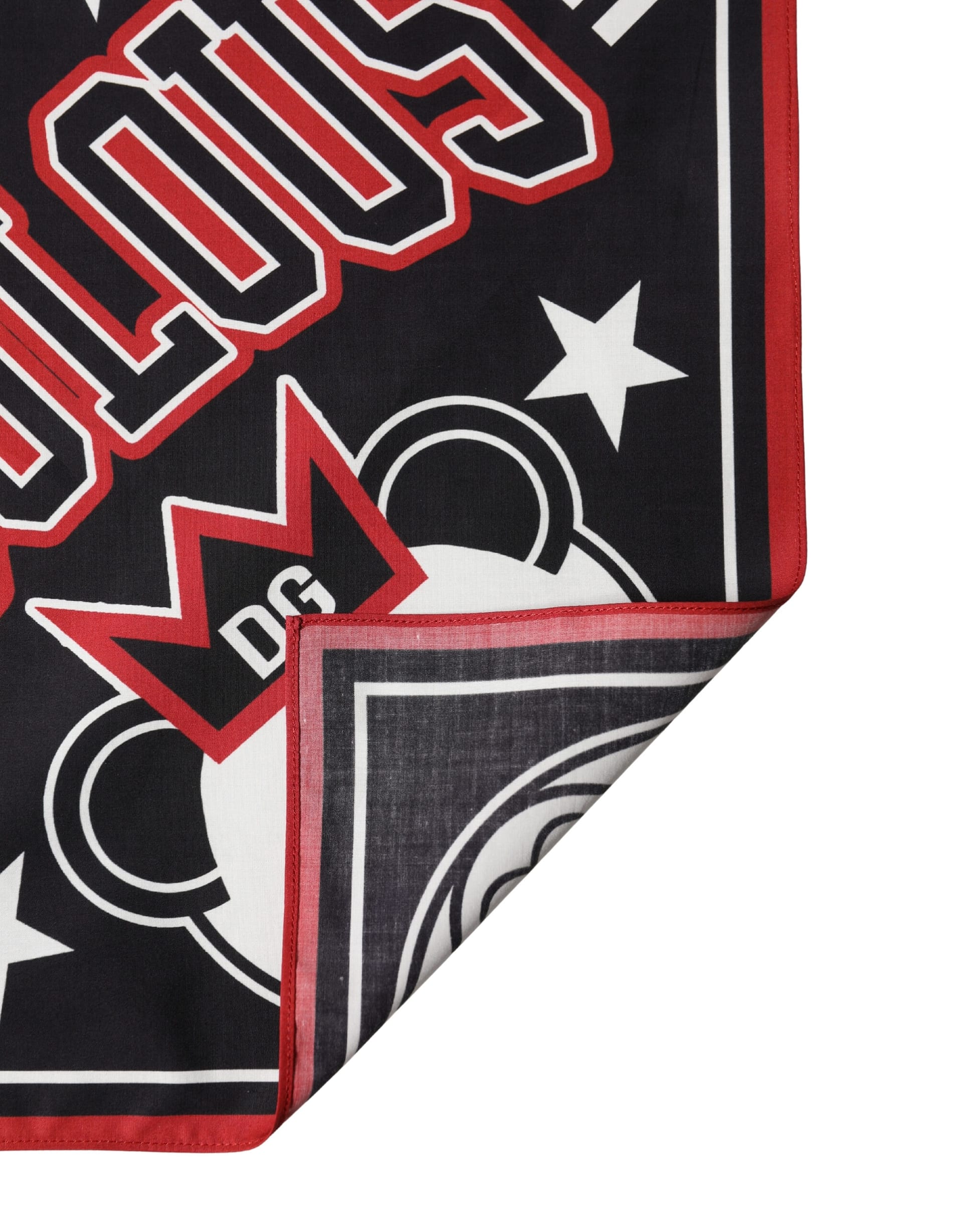 Dolce & Gabbana Black Red Panda Cotton Square Foulard 50.5cm x 50cm Scarf - Image 3