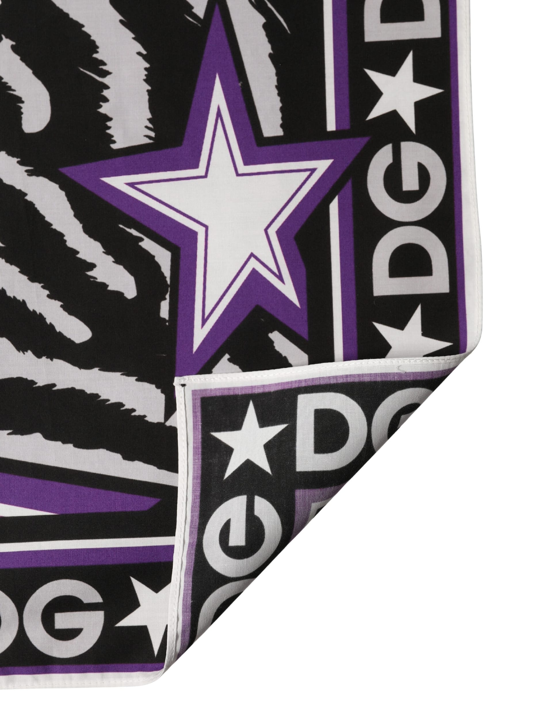 Dolce & Gabbana Black Purple DG King Cotton Foulard 51cm x 49.5cm Scarf - Image 3