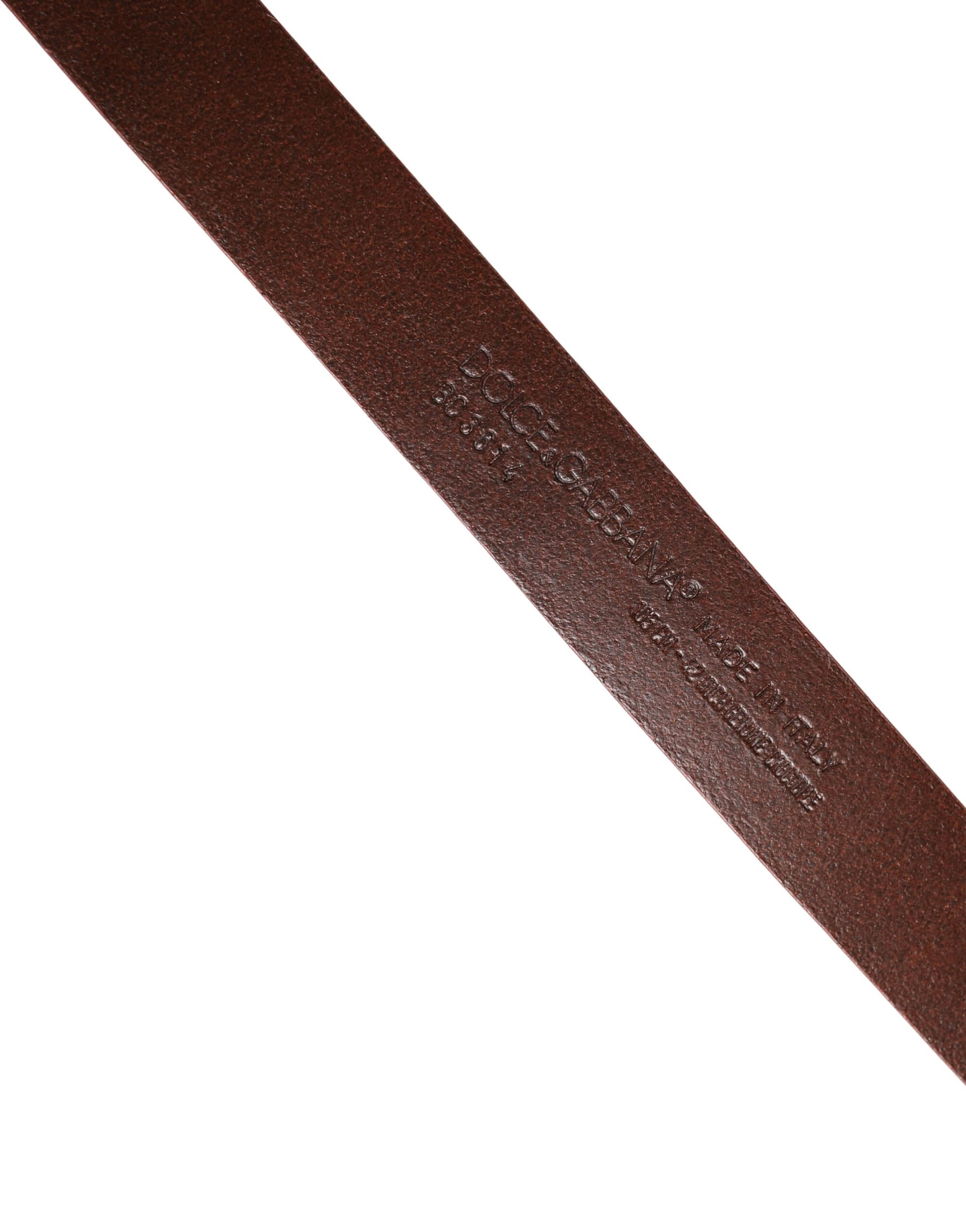 Dolce & Gabbana Red Leather Gold Tone Metal Buckle Men Belt - Image 3