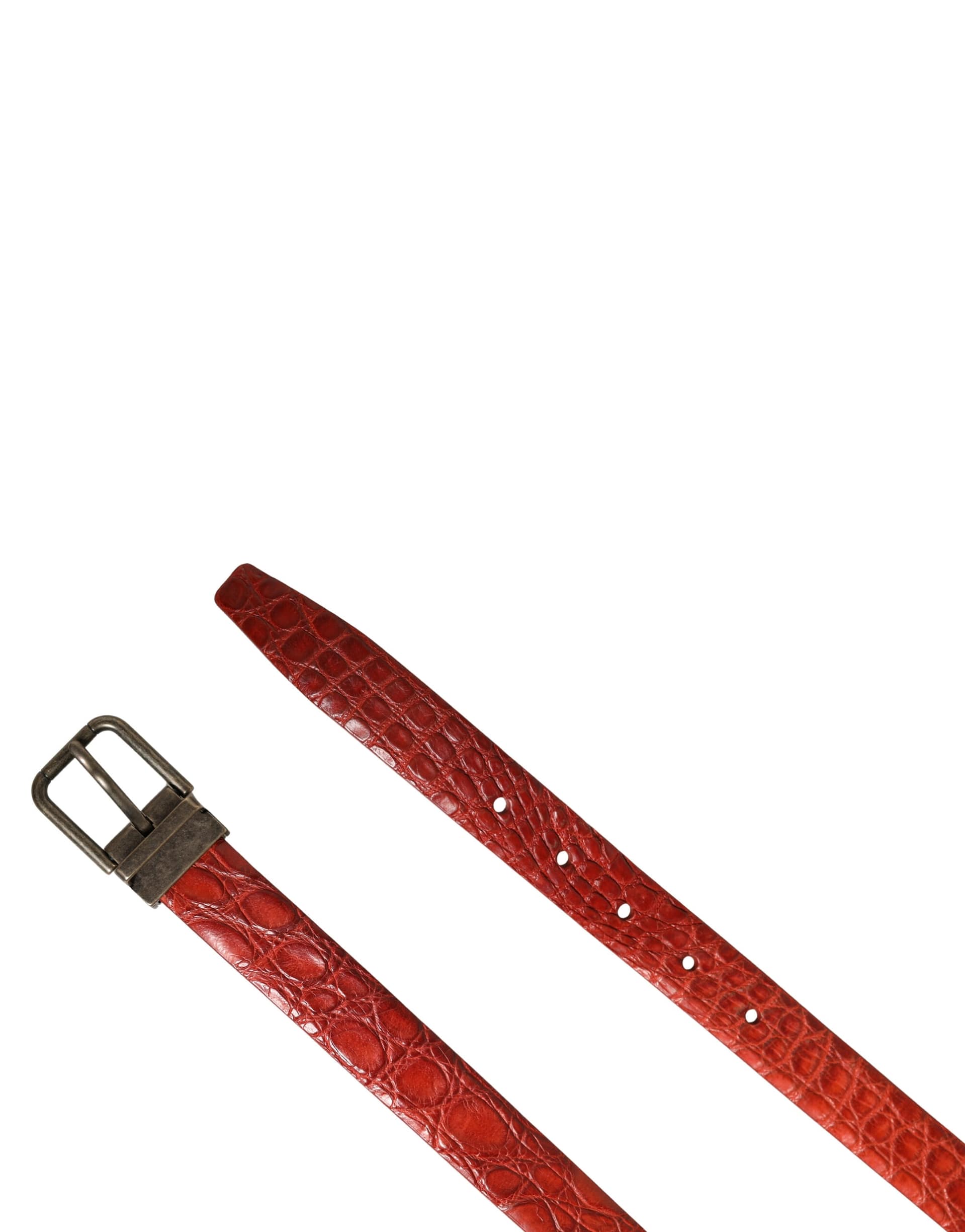Dolce & Gabbana Red Leather Gold Tone Metal Buckle Men Belt - Image 7
