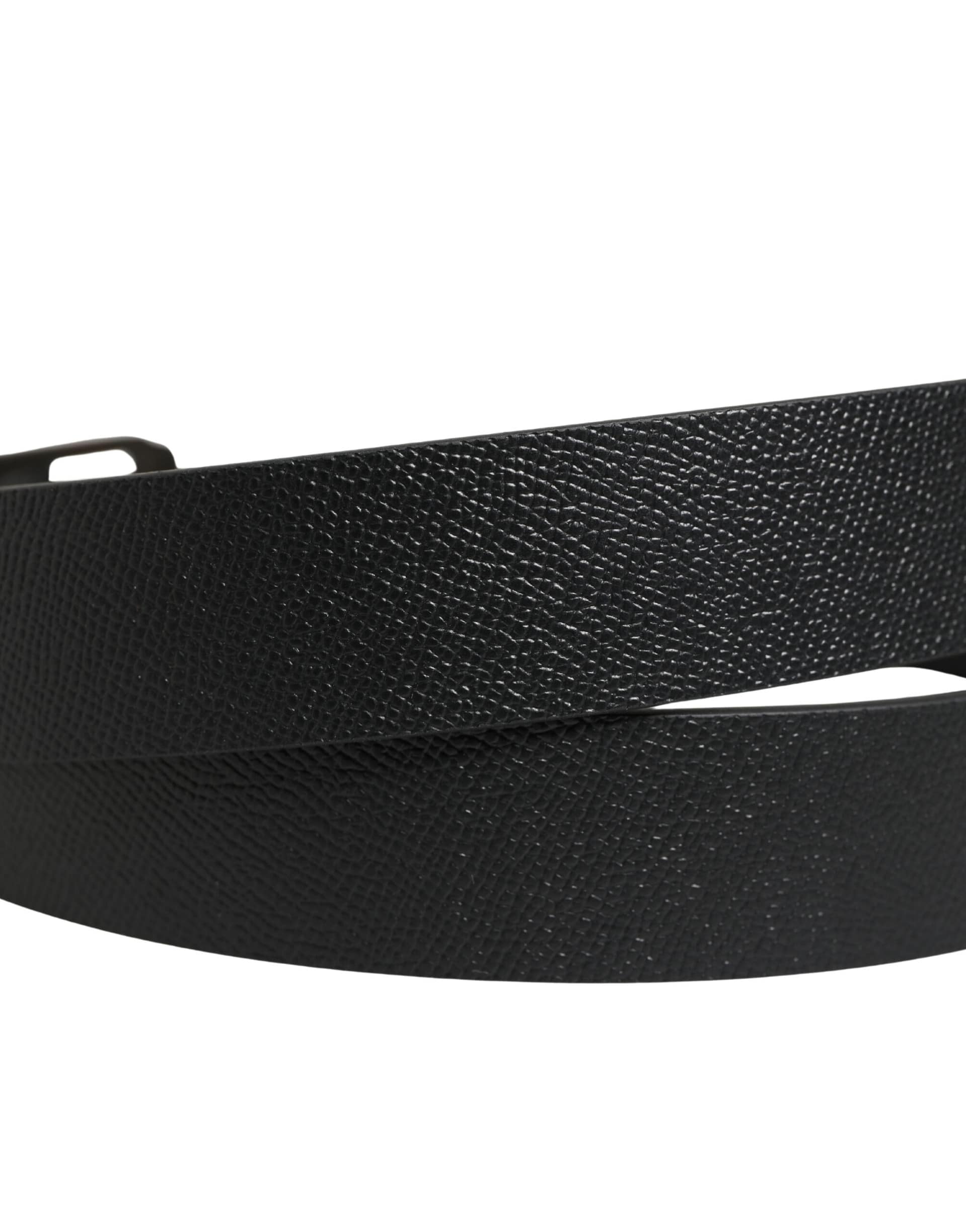 Dolce & Gabbana Black Calf Leather Gold Metal Buckle Belt - Image 7