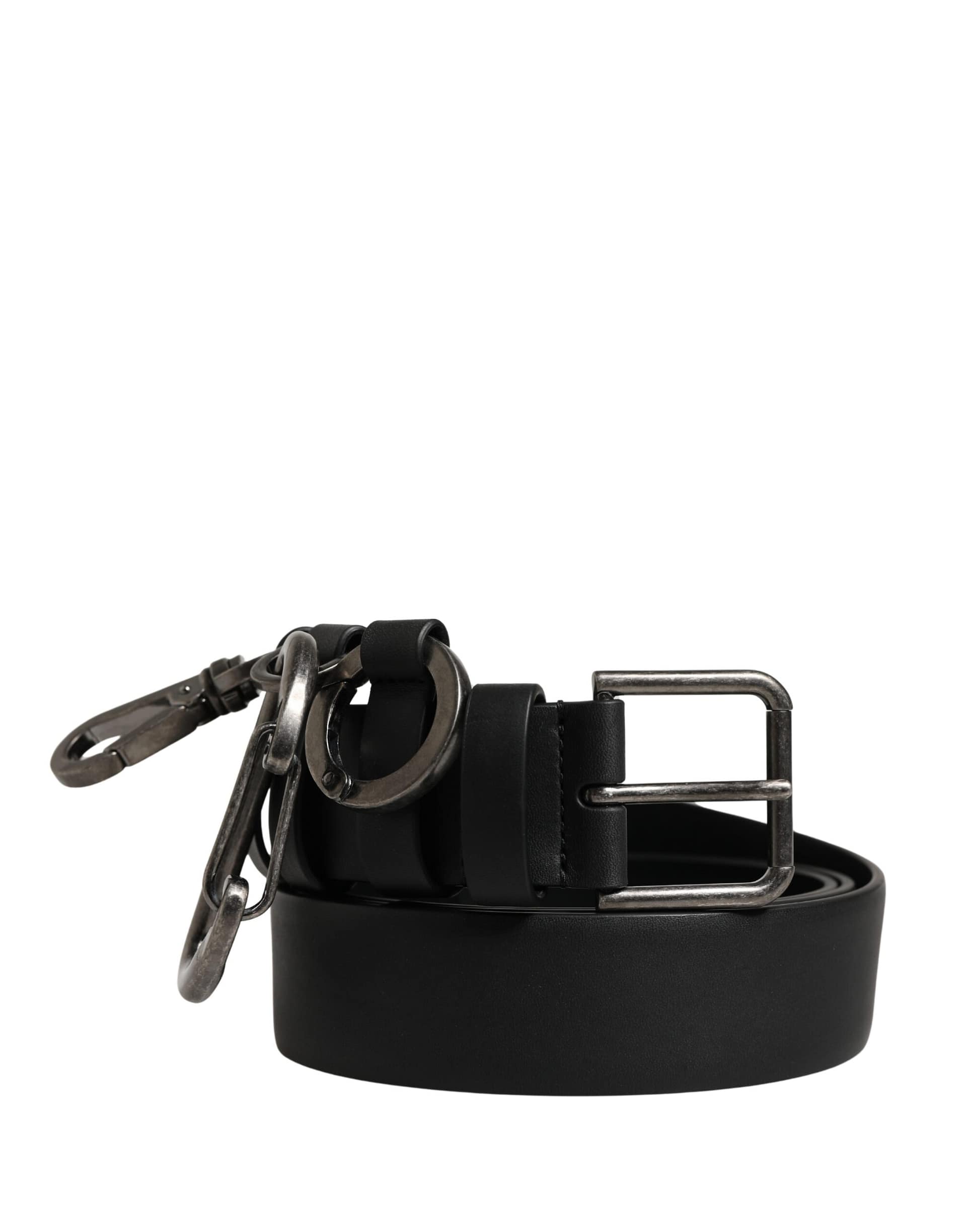 Dolce & Gabbana Black Calf Leather Silver Metal Buckle Belt - Image 2