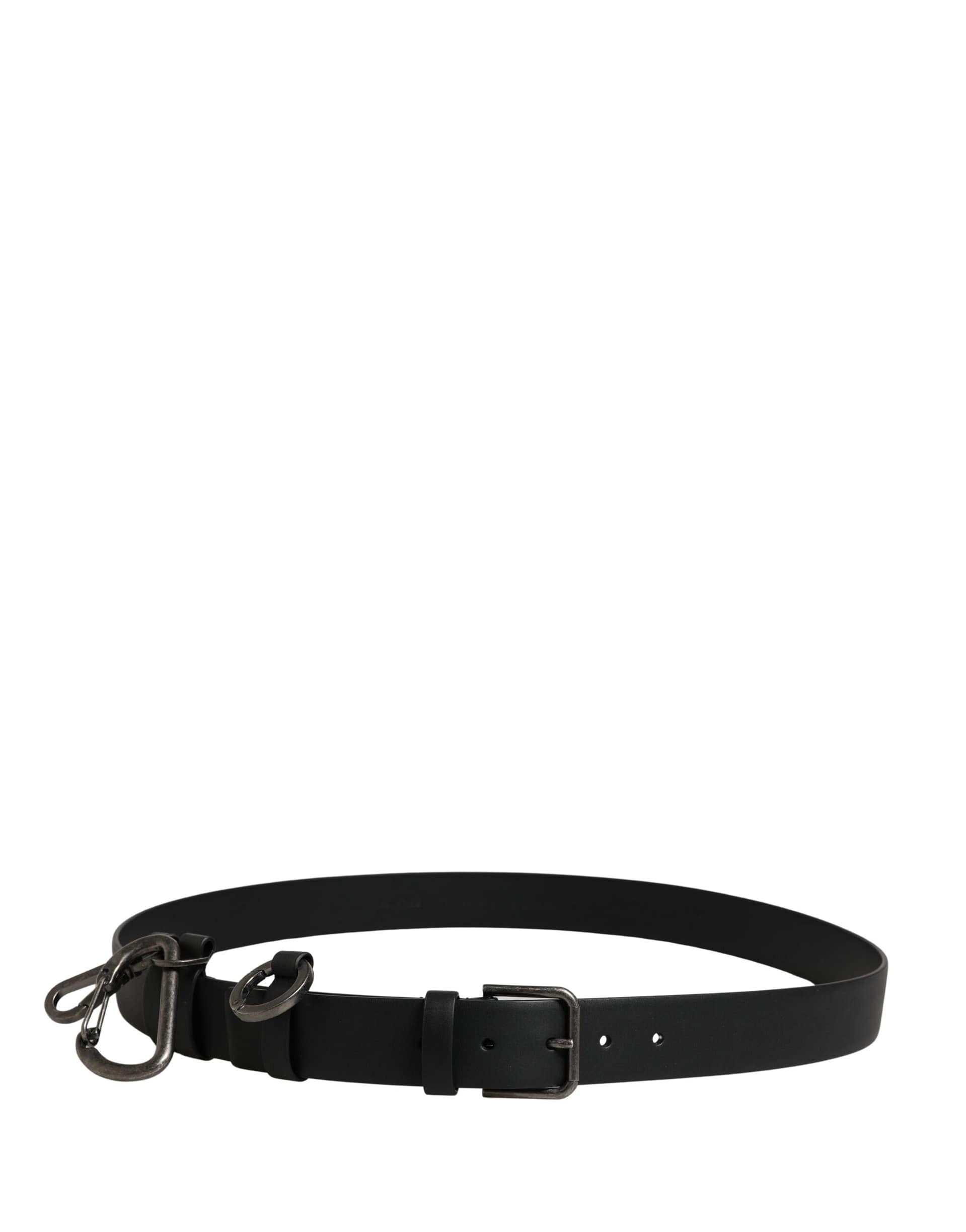 Dolce & Gabbana Black Calf Leather Silver Metal Buckle Belt - Image 3