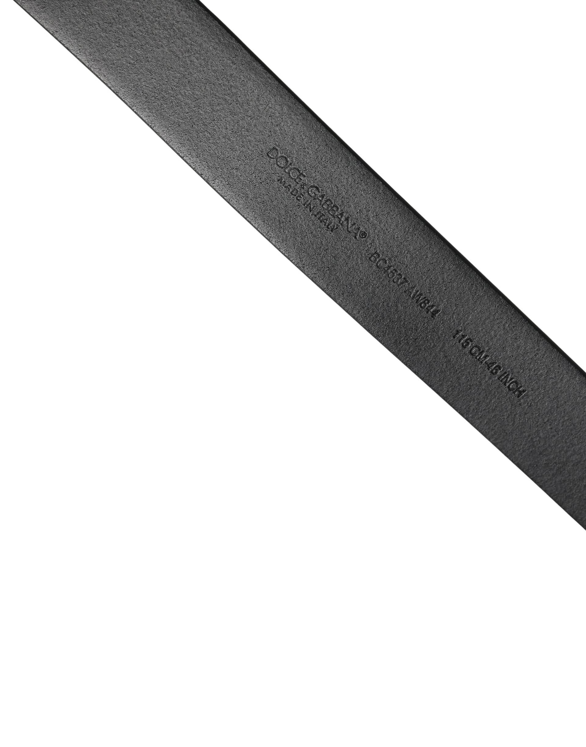 Dolce & Gabbana Black Calf Leather Silver Metal Buckle Belt - Image 6