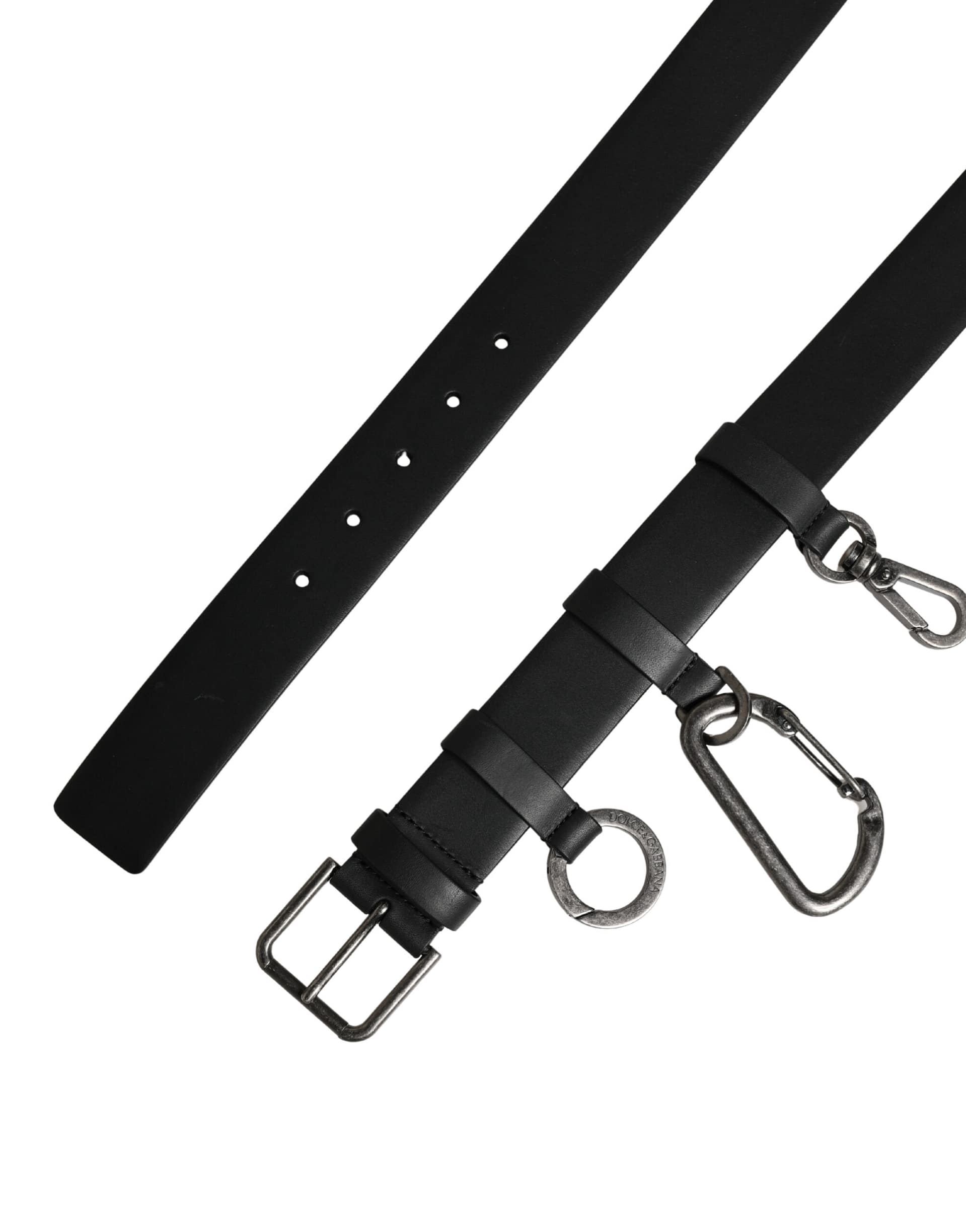 Dolce & Gabbana Black Calf Leather Silver Metal Buckle Belt - Image 7