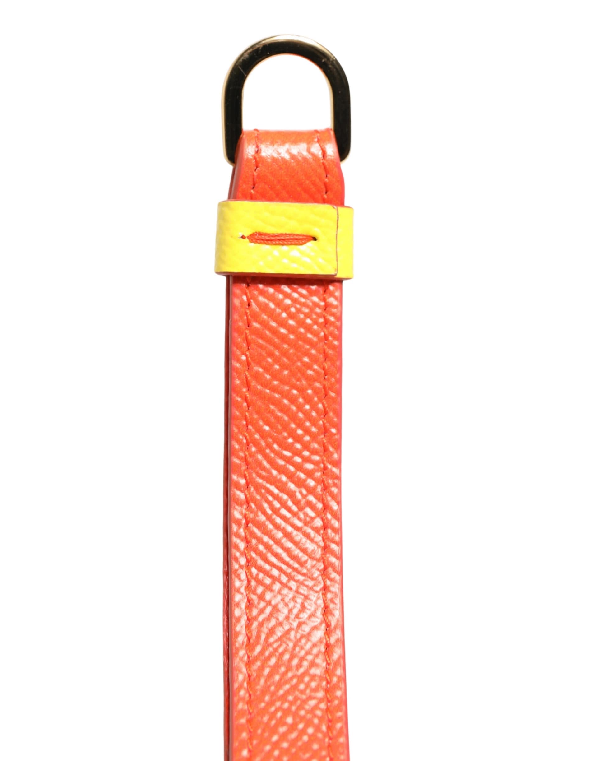 Dolce & Gabbana Yellow Calf Leather Logo Flip Holder Strap Airpods Case - Image 7