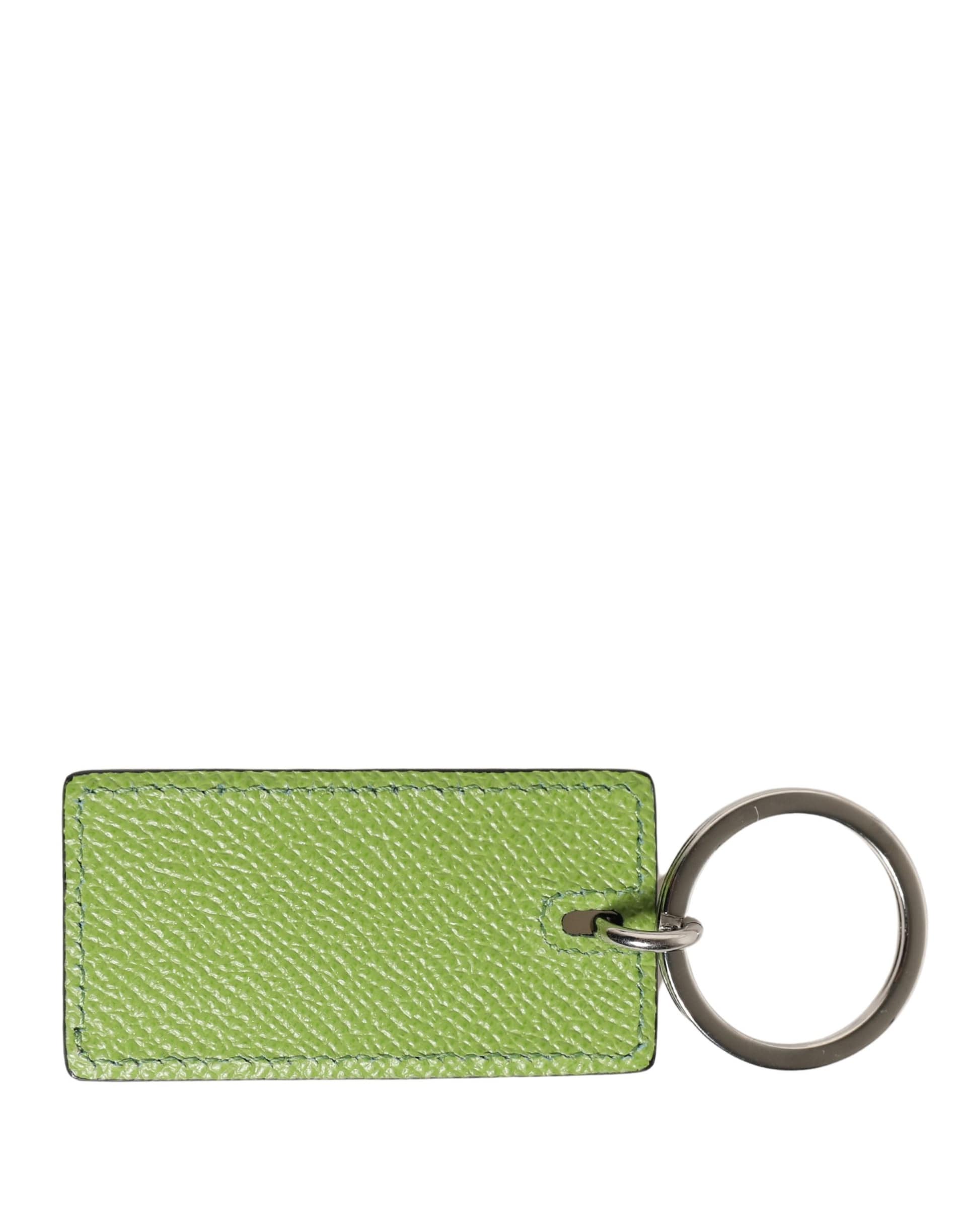 Dolce & Gabbana Green Calf Leather DG Logo Metal Ring Keyring Keychain - Image 4