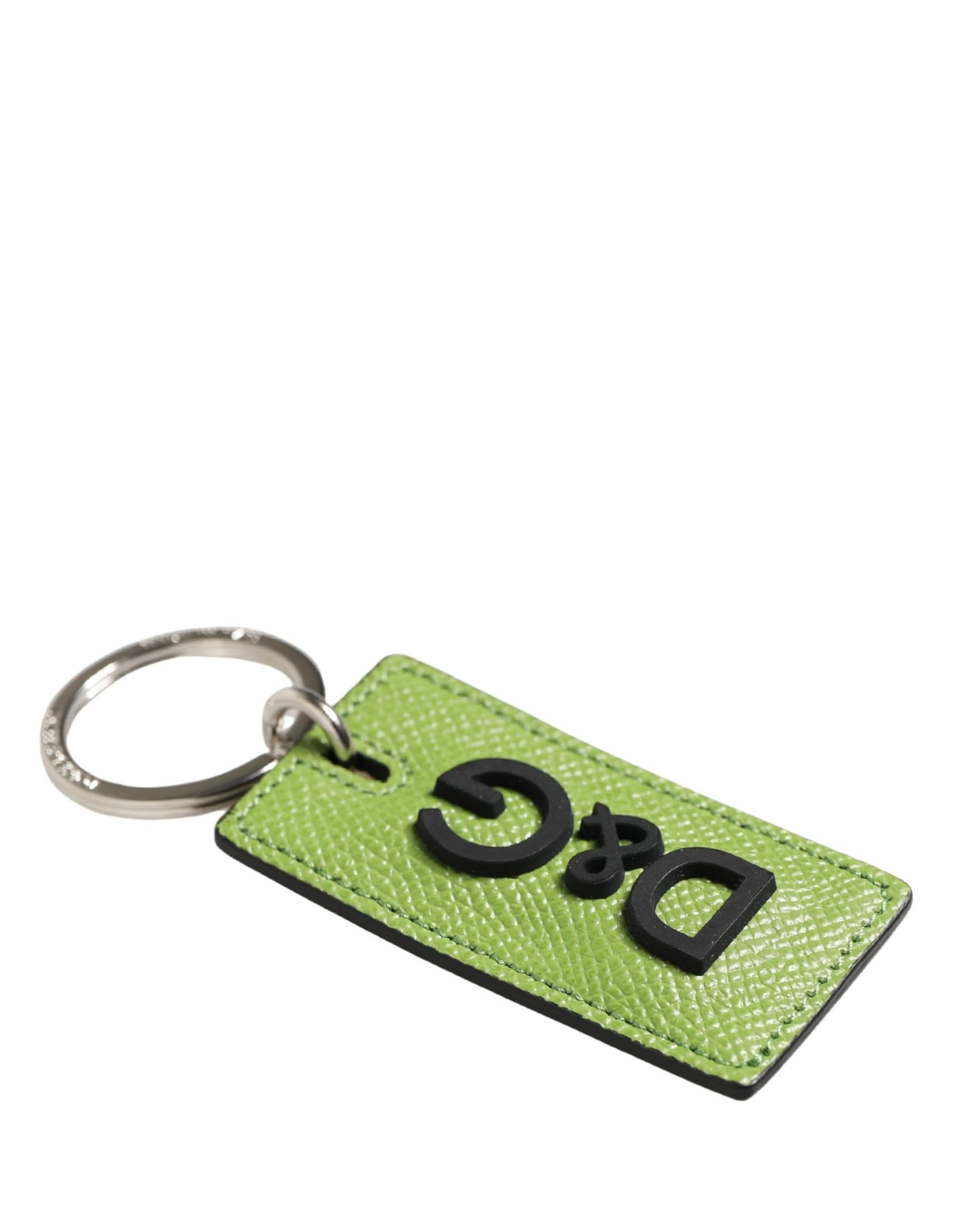 Dolce & Gabbana Green Calf Leather DG Logo Metal Ring Keyring Keychain - Image 5