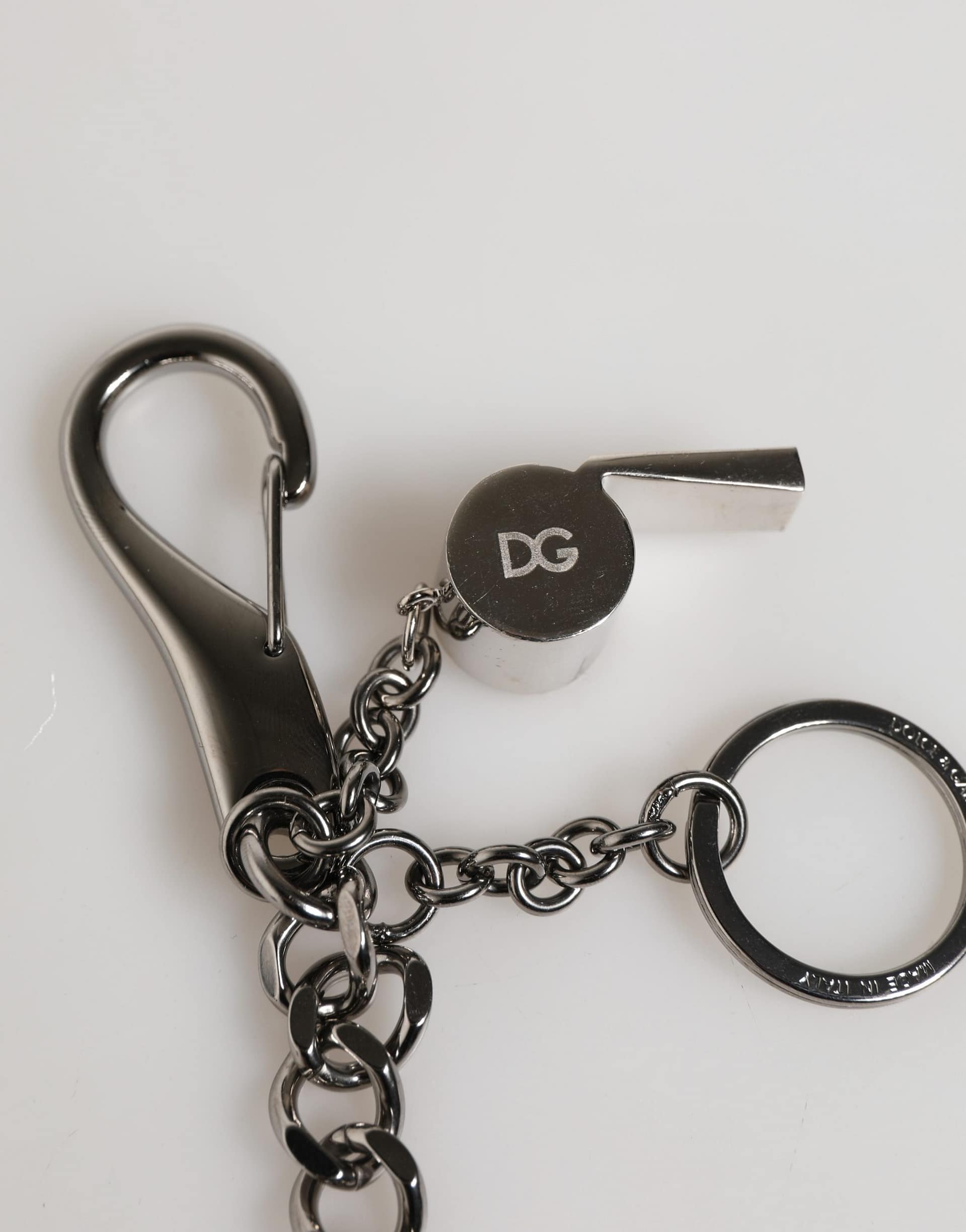 Dolce & Gabbana Silver Brass Metal DG Logo Crystal Ring Keyring Keychain - Image 4