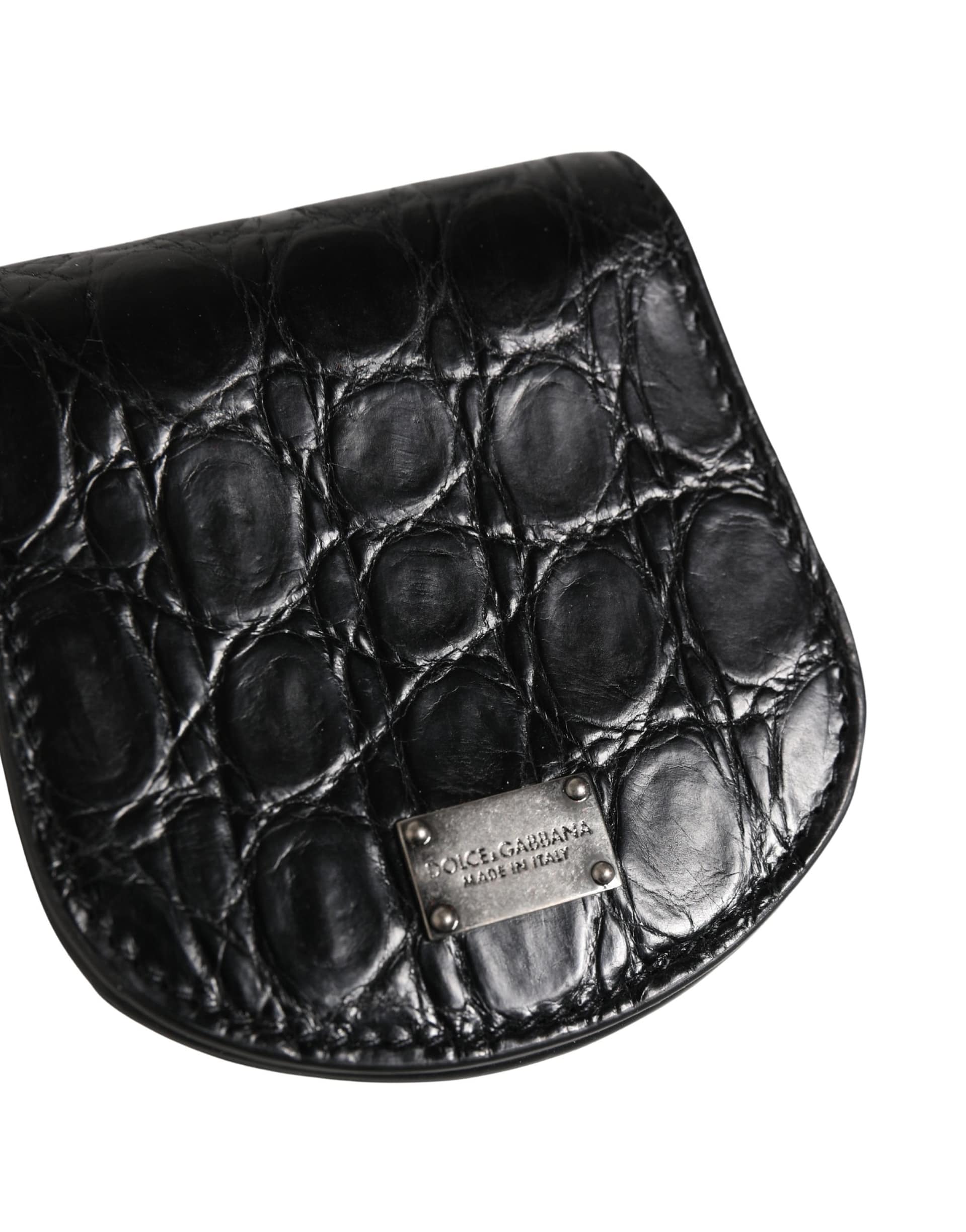 Dolce & Gabbana Black Exotic Skin Condom Case Holder Pocket Wallet - Image 3