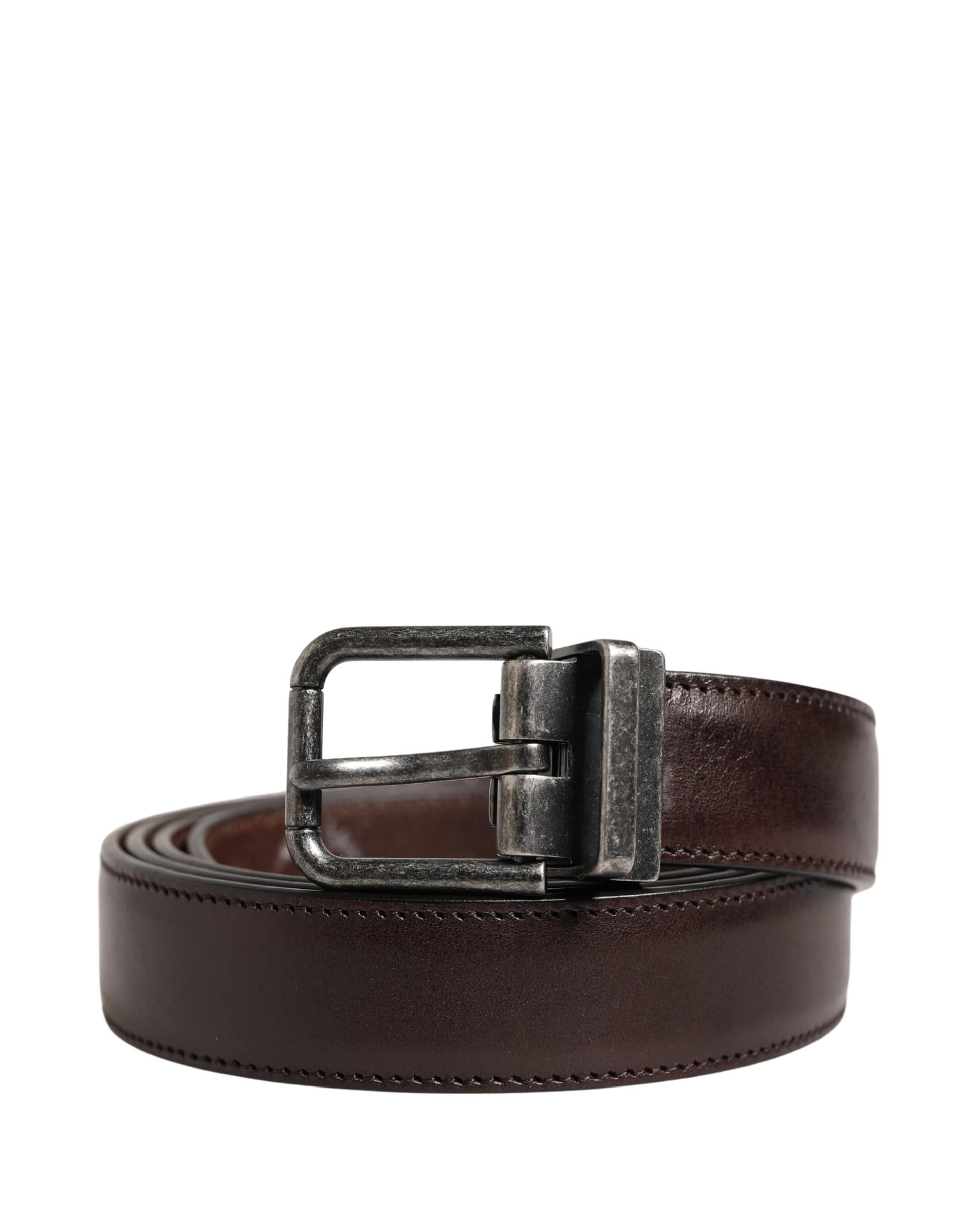 Dolce & Gabbana Men Brown Classic Leather Metal Buckle Belt - Image 2