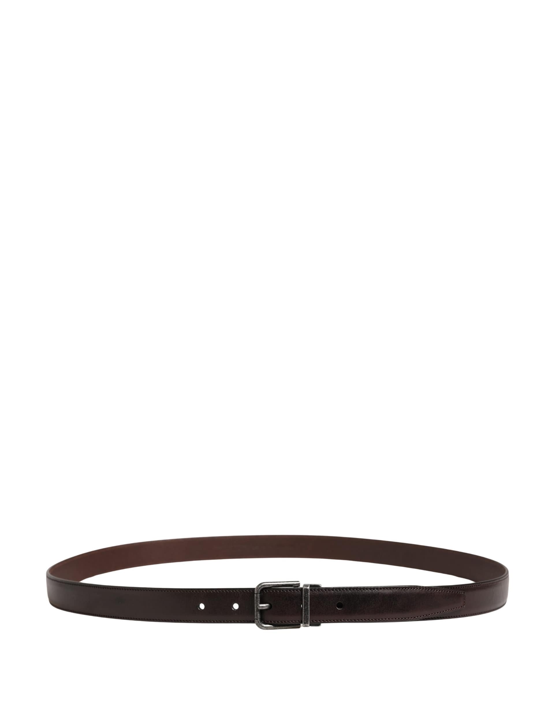 Dolce & Gabbana Men Brown Classic Leather Metal Buckle Belt - Image 3