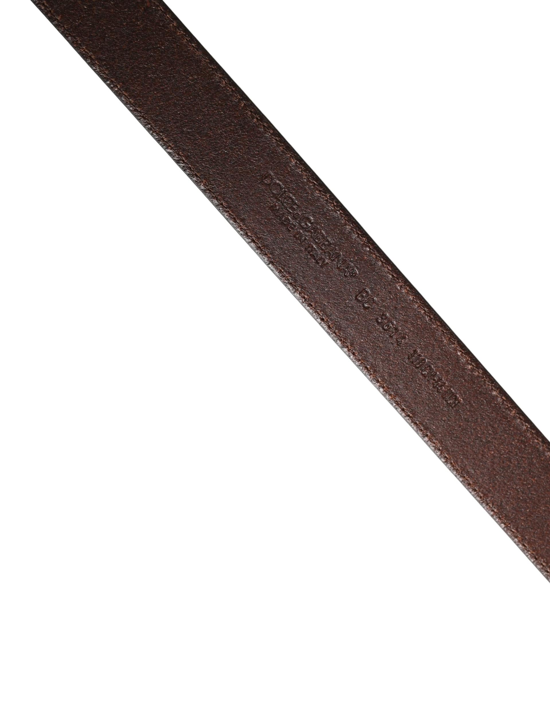 Dolce & Gabbana Men Brown Classic Leather Metal Buckle Belt - Image 6
