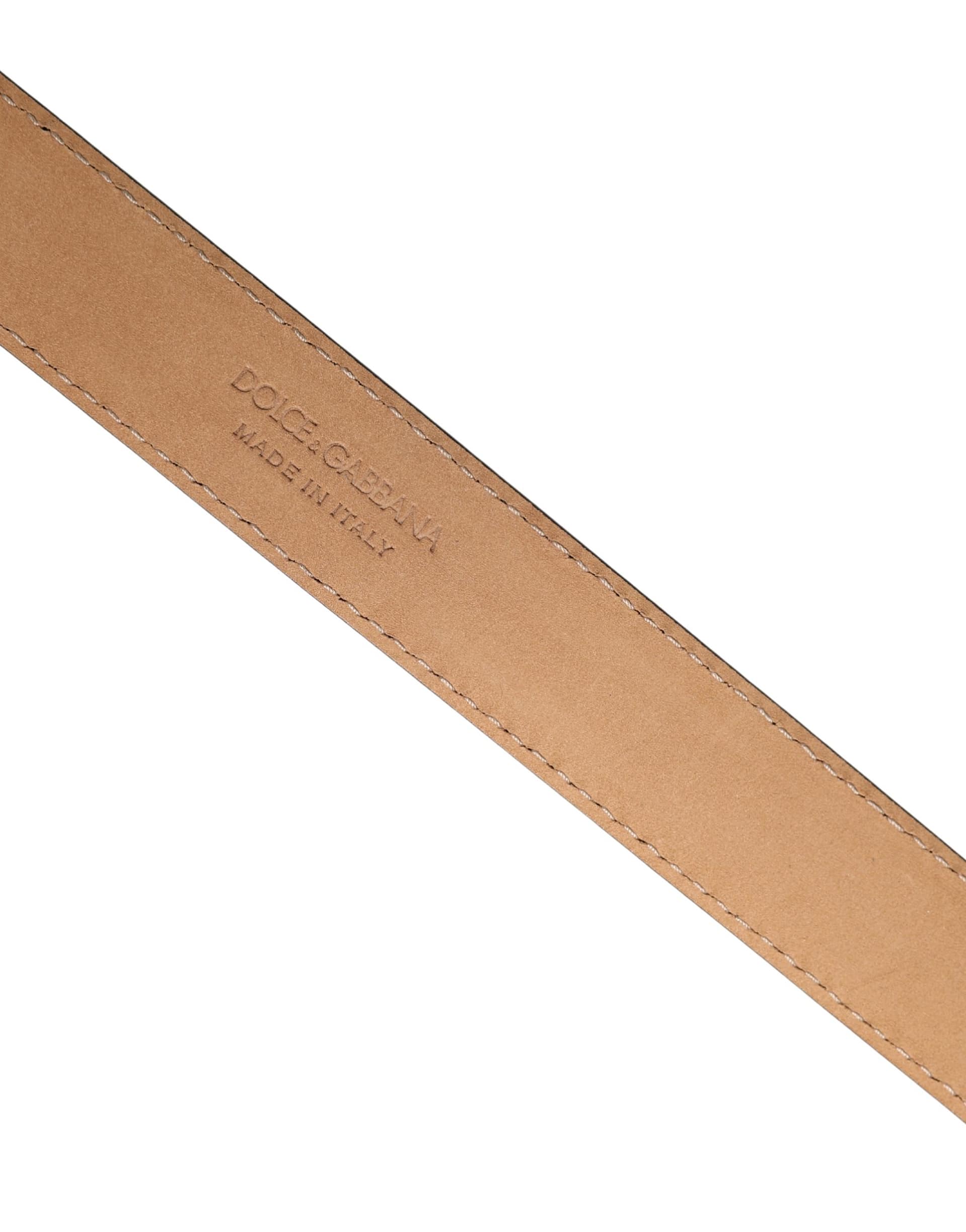 Dolce & Gabbana Men Black Marble Leather Metal Buckle Belt - Image 6