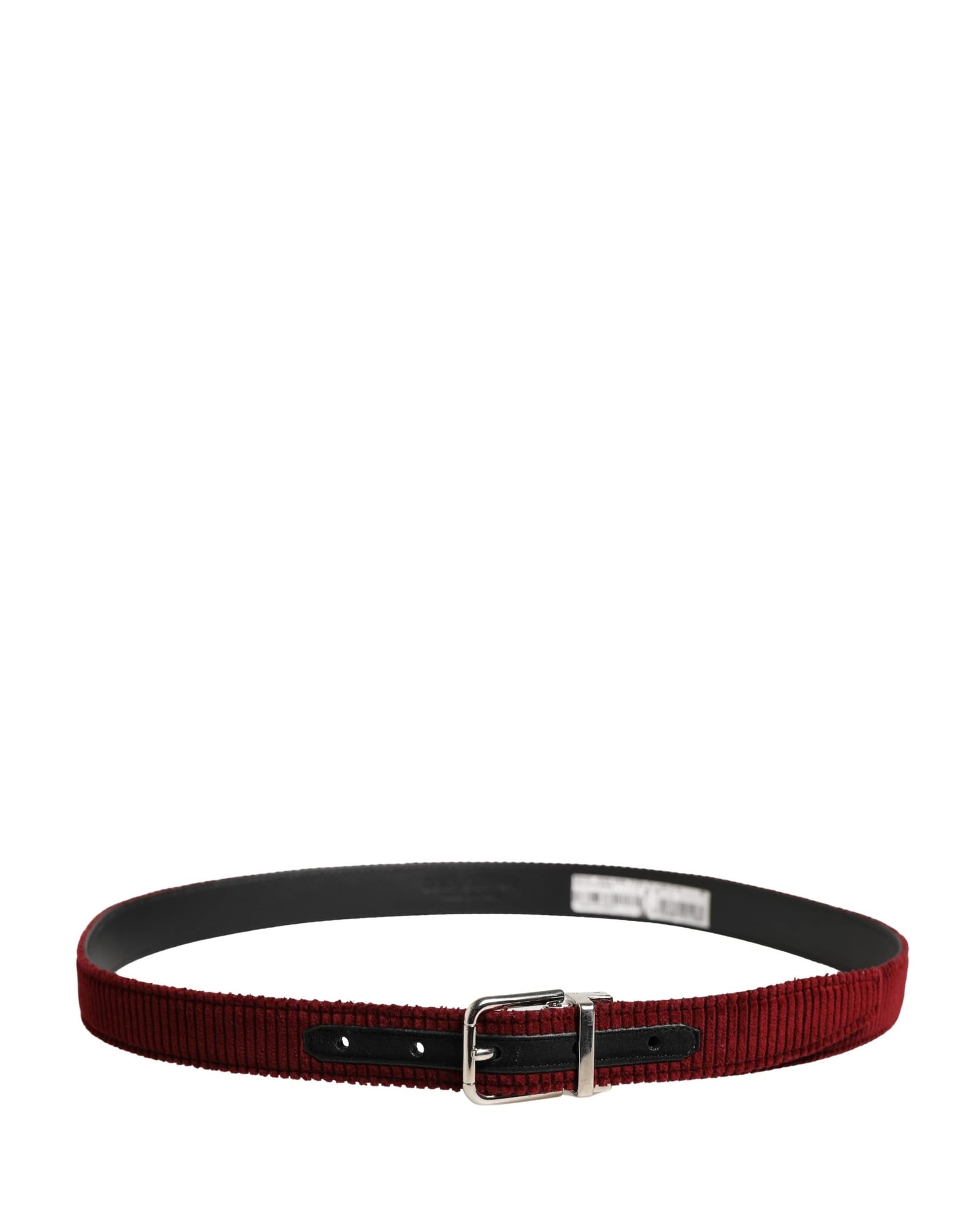 Dolce & Gabbana Men Red Velvet Leather Metal Buckle Belt - Image 3