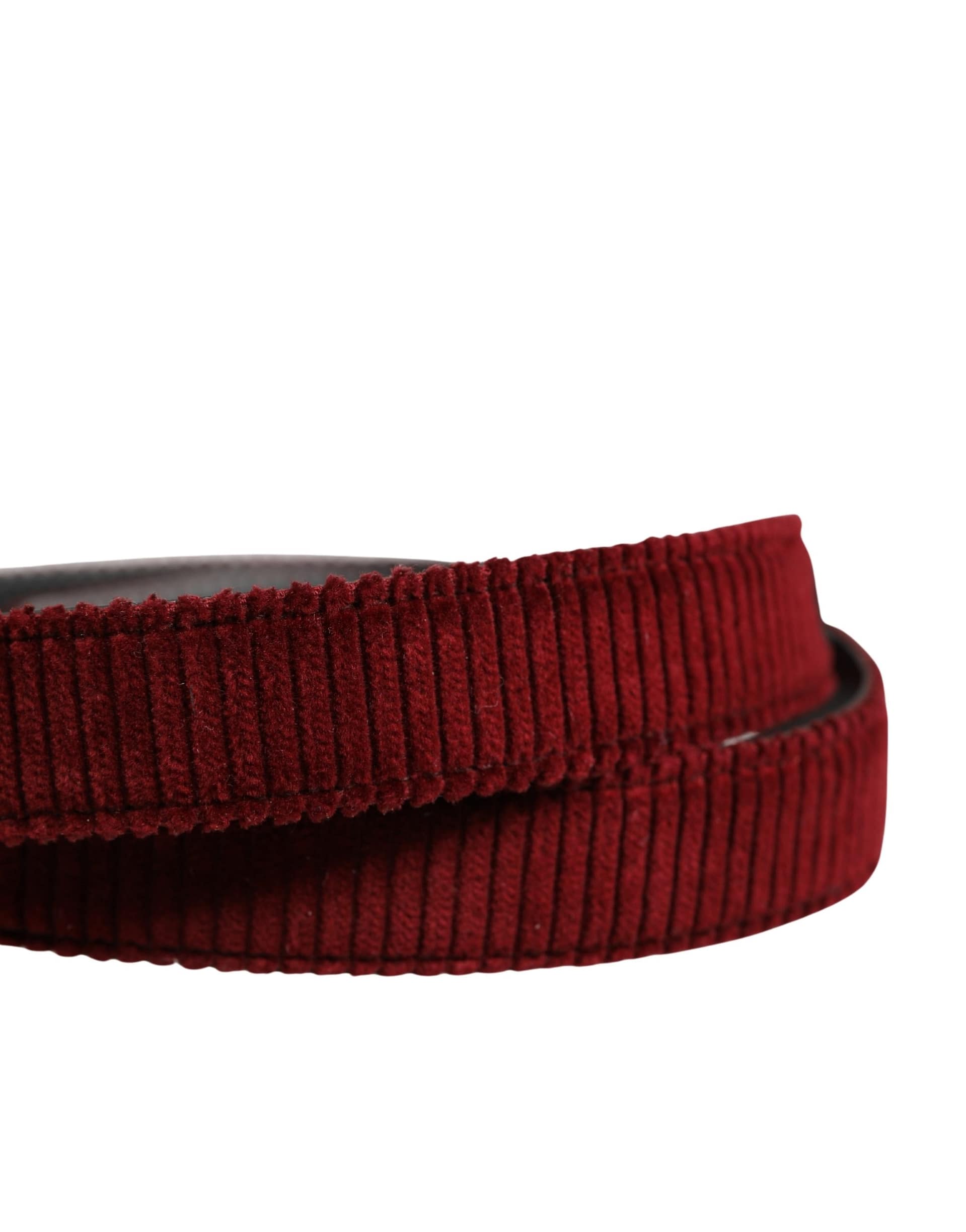 Dolce & Gabbana Men Red Velvet Leather Metal Buckle Belt - Image 5