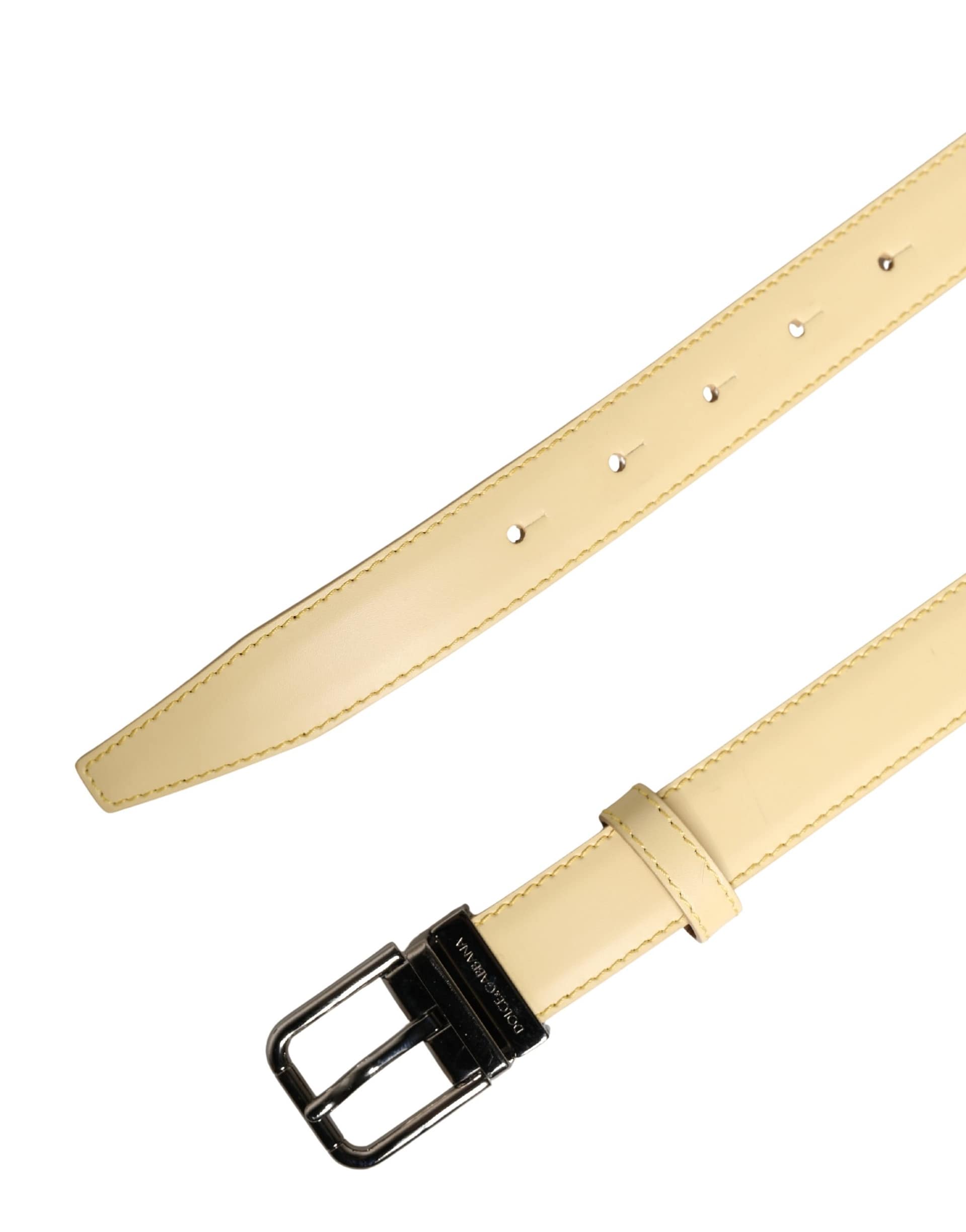 Dolce & Gabbana Men Yellow Classic Leather Metal Buckle Belt - Image 6
