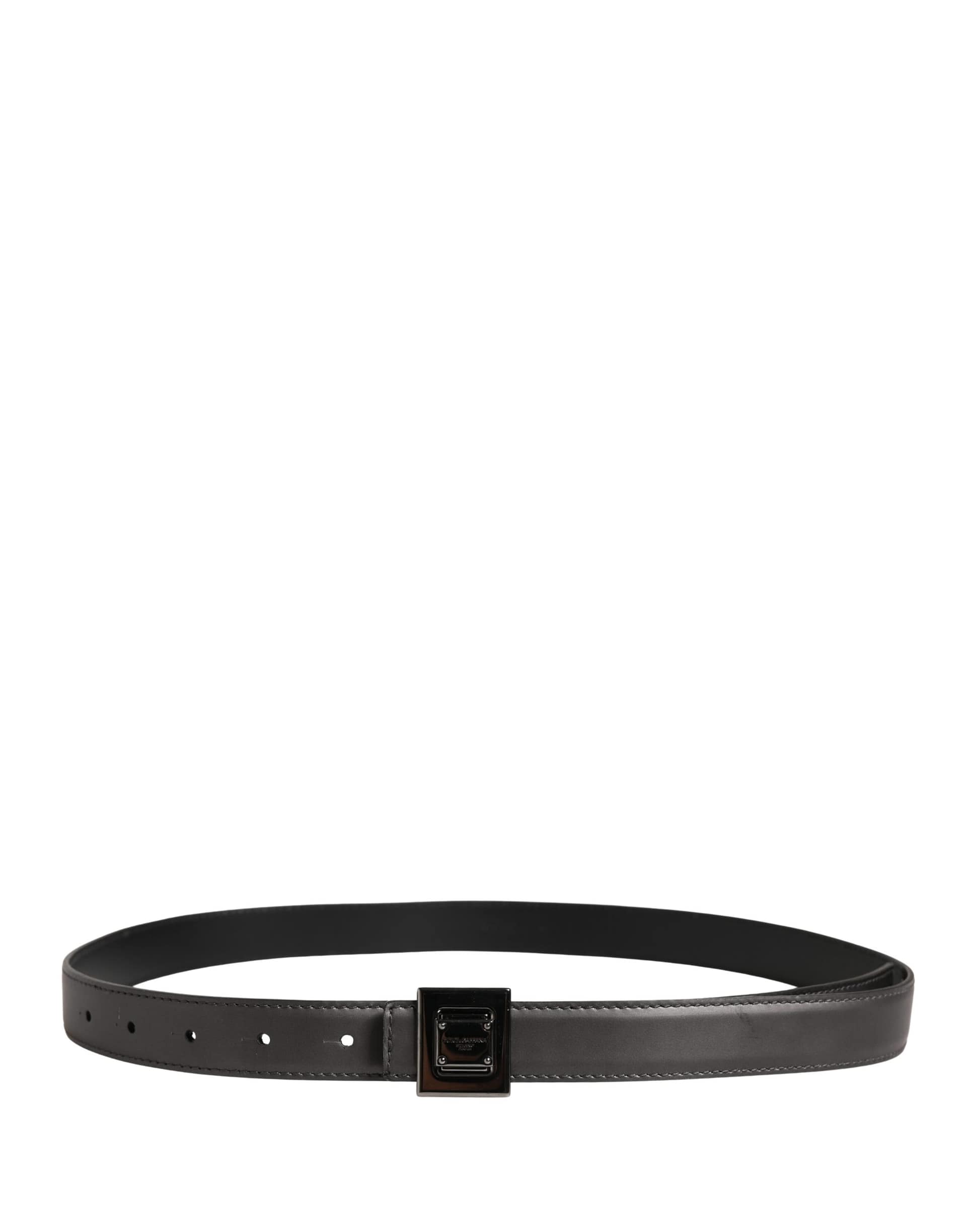Dolce & Gabbana Men Silver Classic Leather Square Buckle Belt - Image 3