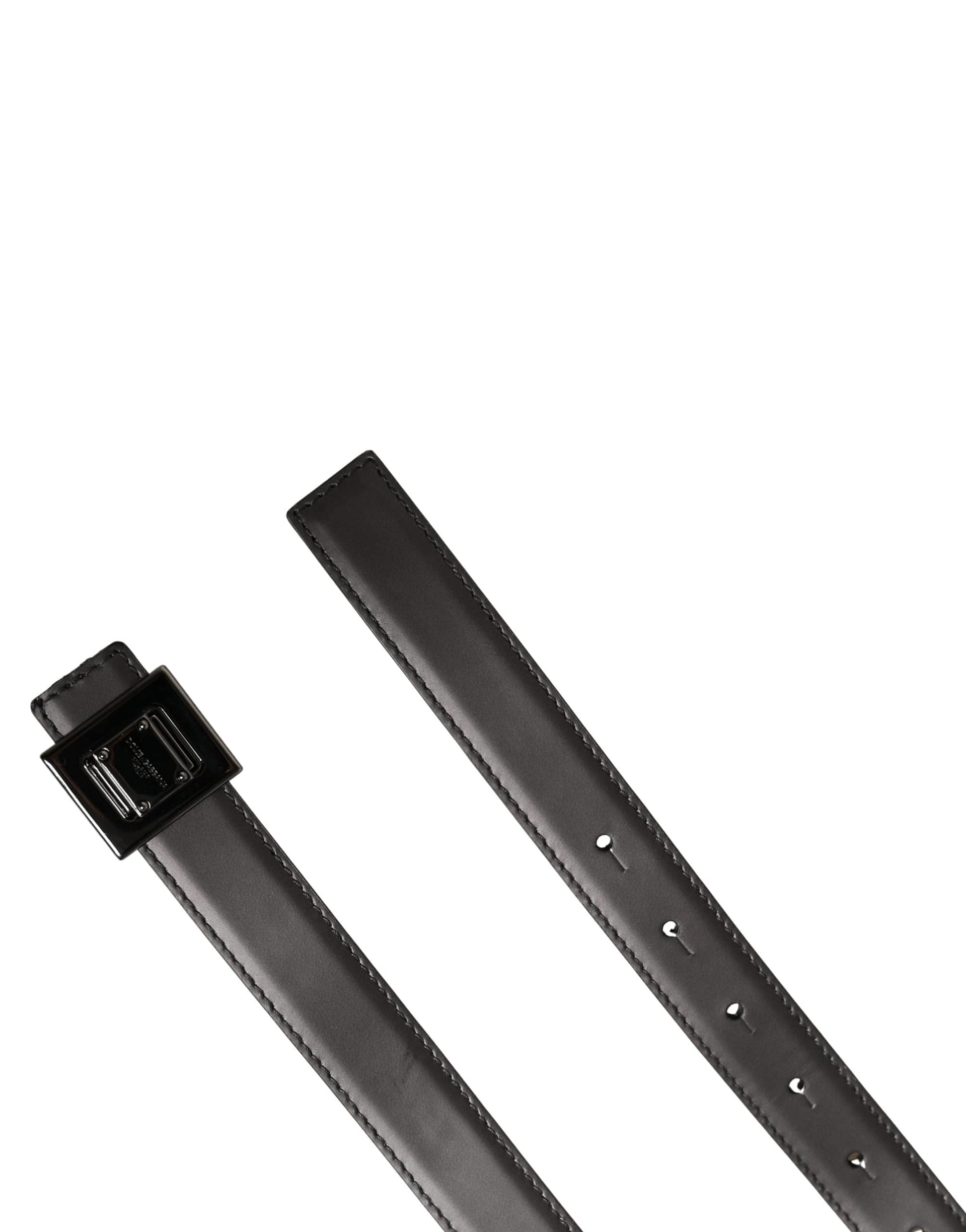 Dolce & Gabbana Men Silver Classic Leather Square Buckle Belt - Image 7