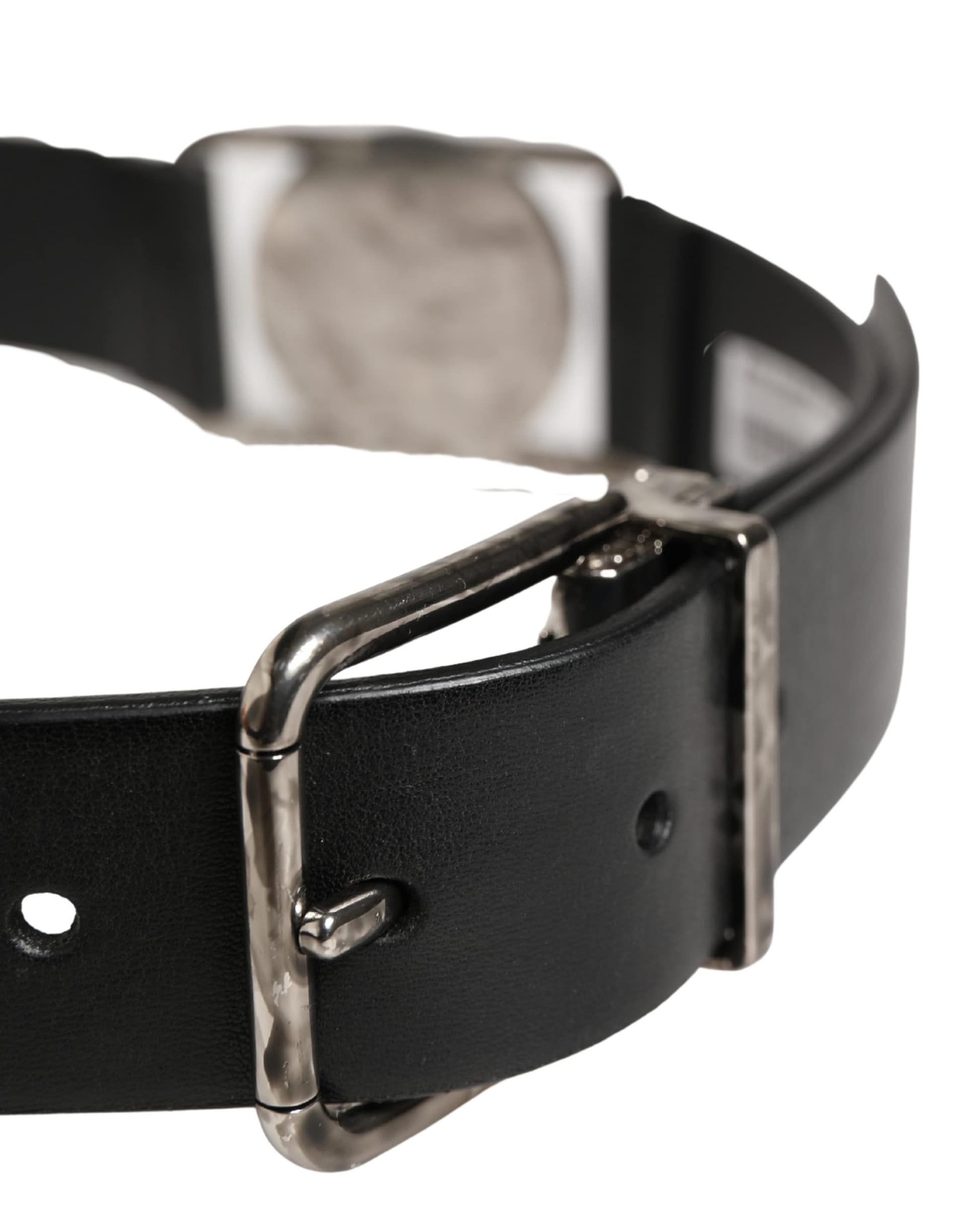 Dolce & Gabbana Men Black Classic Leather Metal Buckle Belt - Image 4