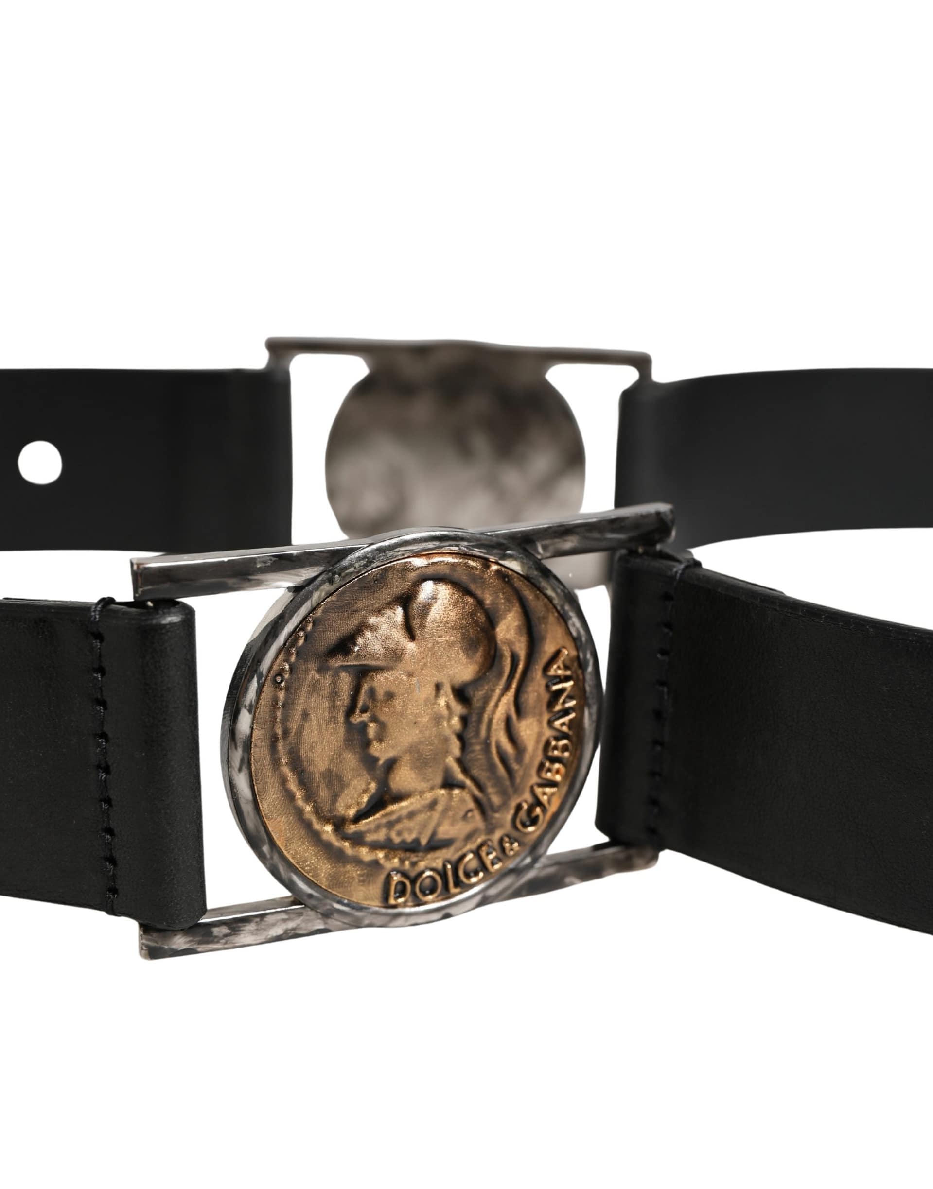 Dolce & Gabbana Men Black Classic Leather Metal Buckle Belt - Image 6