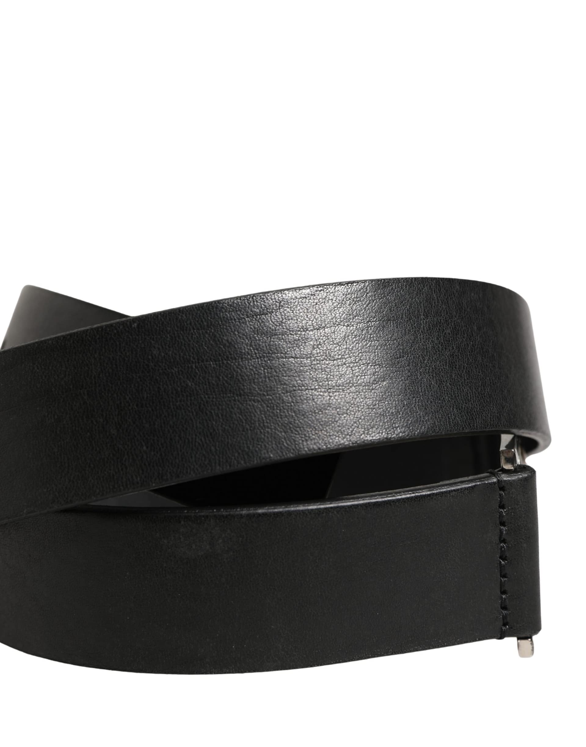 Dolce & Gabbana Men Black Classic Leather Metal Buckle Belt - Image 7