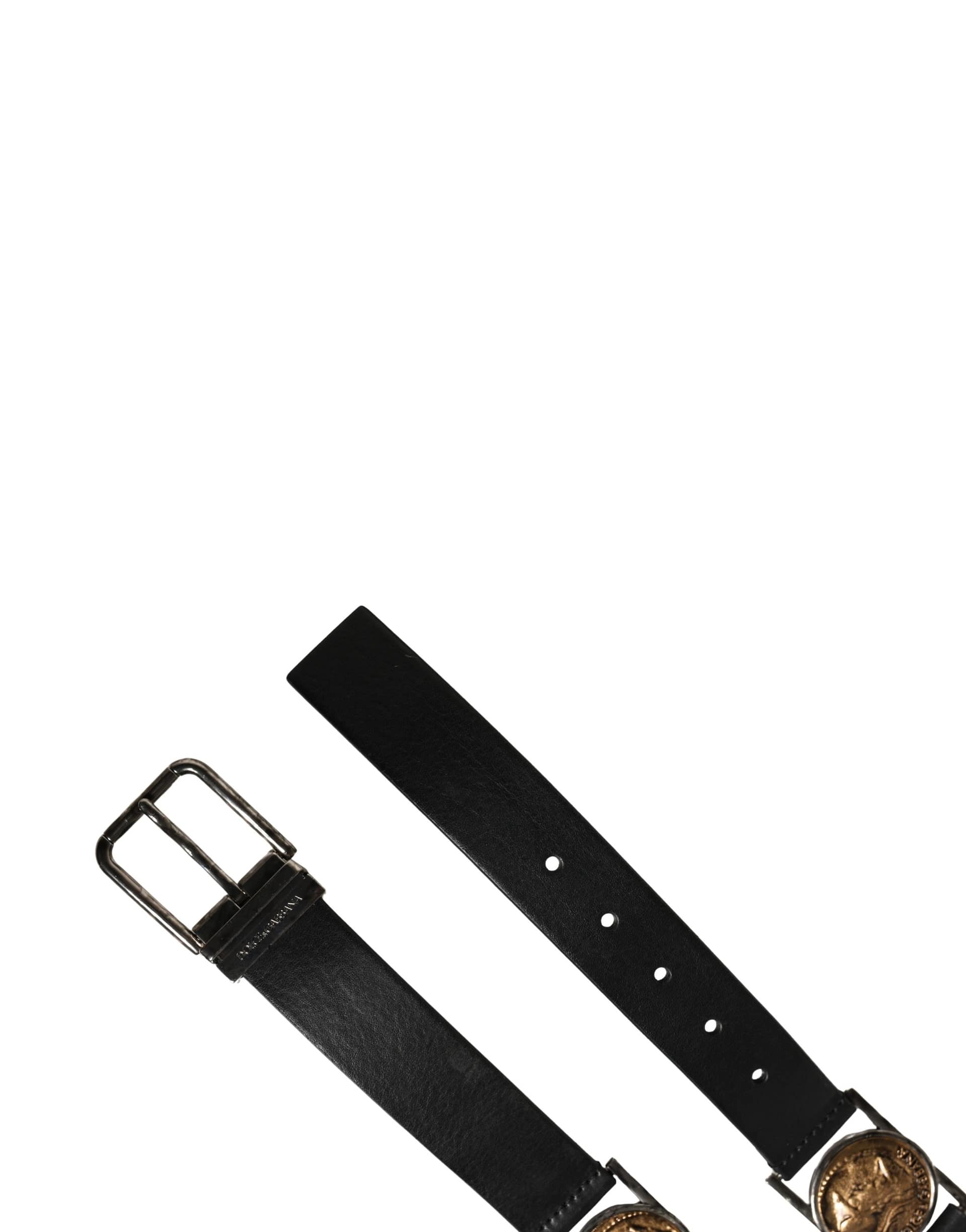 Dolce & Gabbana Men Black Classic Leather Metal Buckle Belt - Image 8