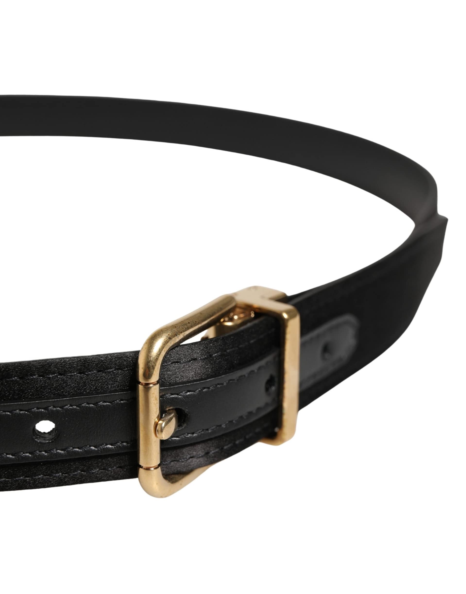 Dolce & Gabbana Men Black Classic Viscose Metal Buckle Belt - Image 4