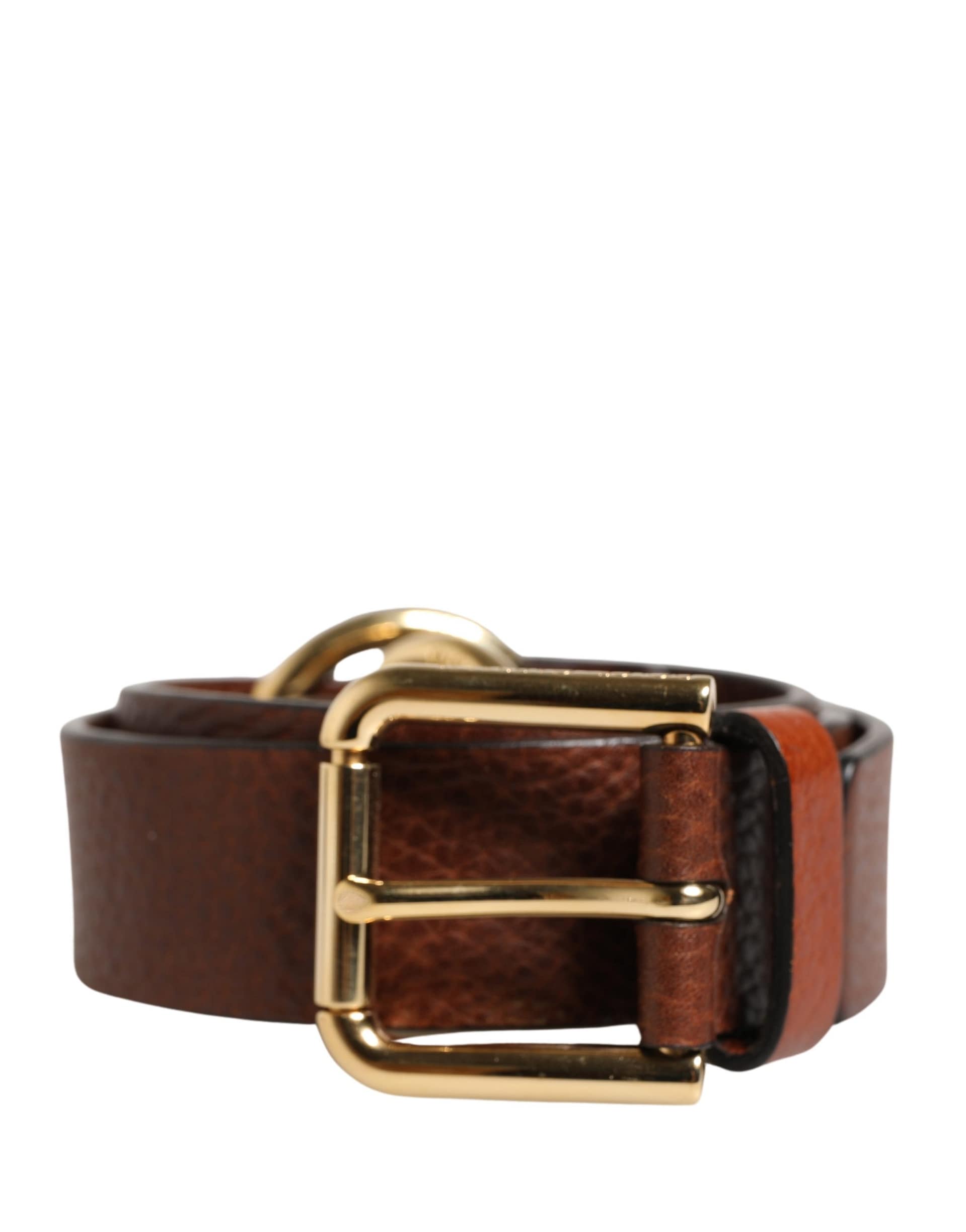 Dolce & Gabbana Men Brown Classic Leather Metal Buckle Belt - Image 2