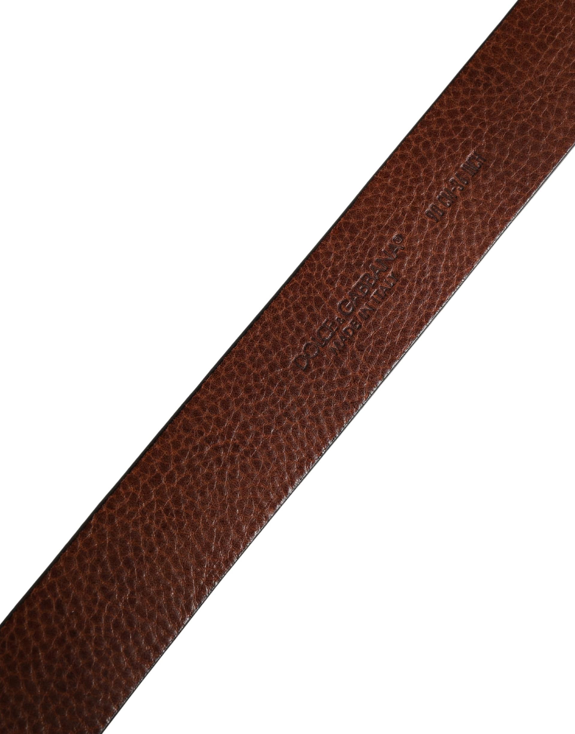 Dolce & Gabbana Men Brown Classic Leather Metal Buckle Belt - Image 6