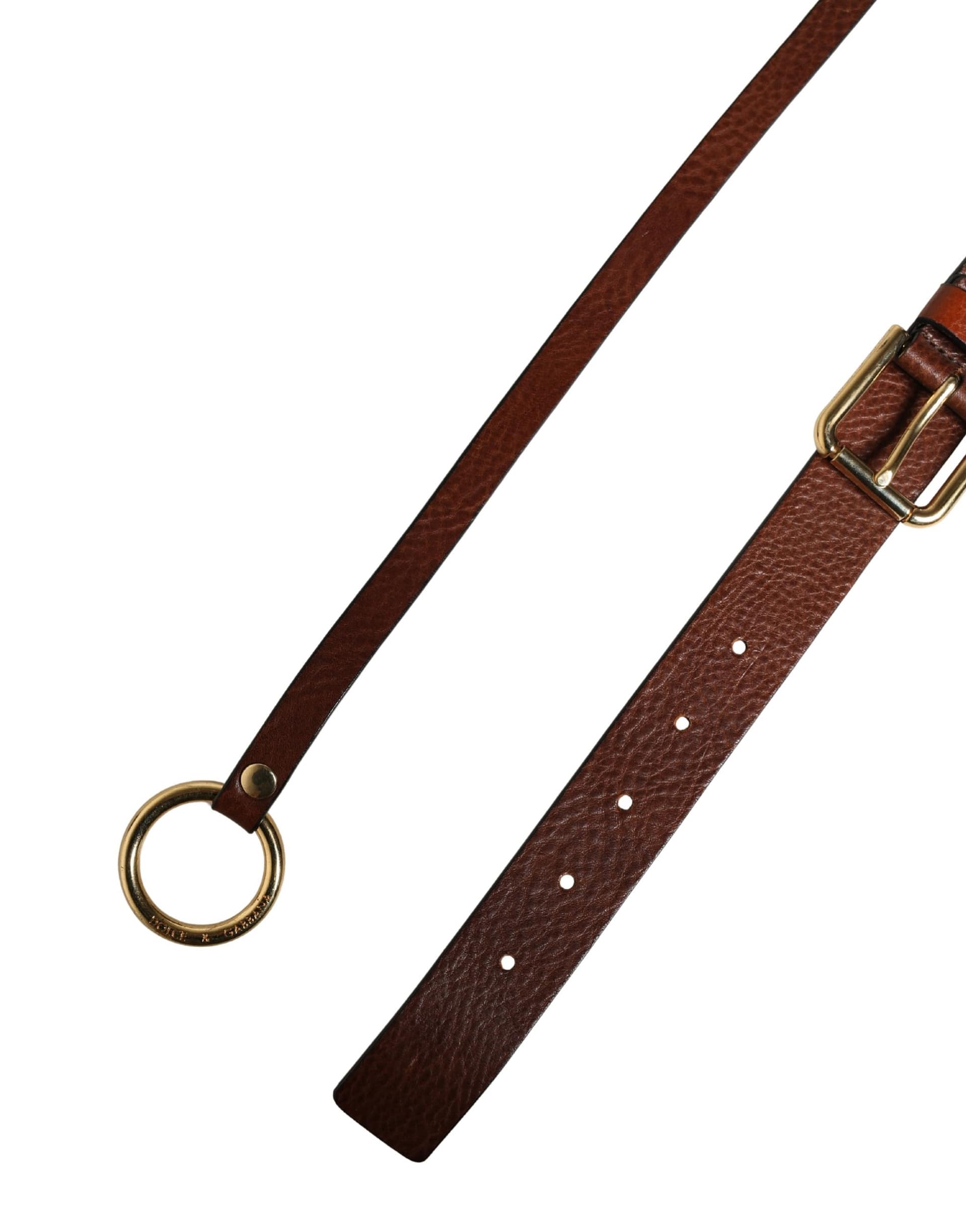 Dolce & Gabbana Men Brown Classic Leather Metal Buckle Belt - Image 7