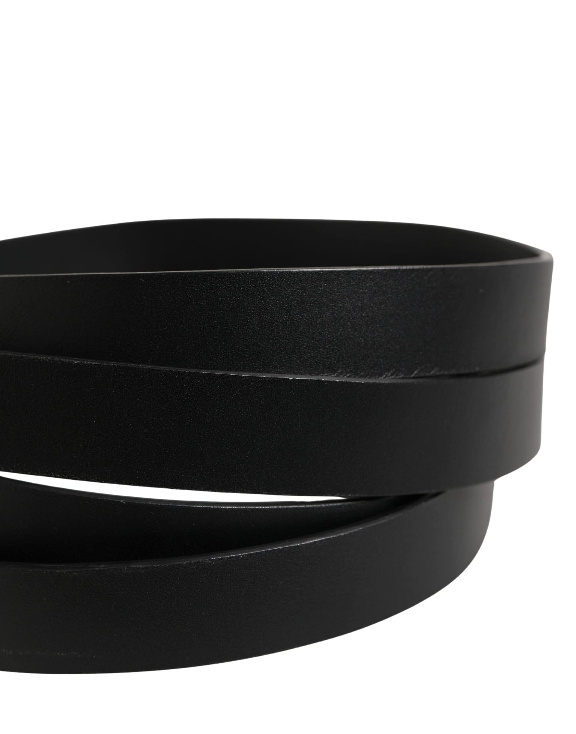Dolce & Gabbana Black Double Strap Leather Silver Buckle Belt - Image 5