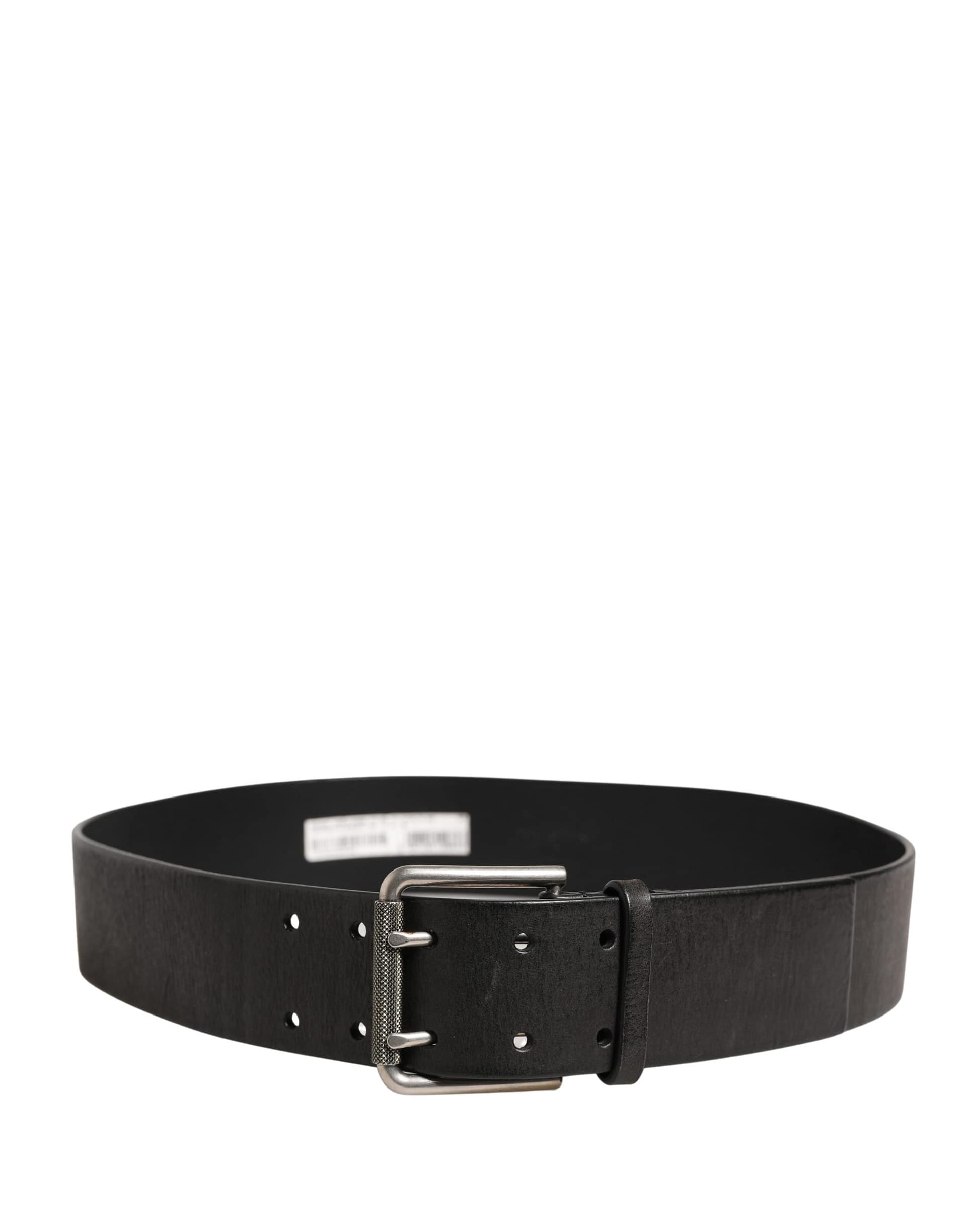 Dolce & Gabbana Men Black Classic Leather Metal Buckle Belt - Image 3