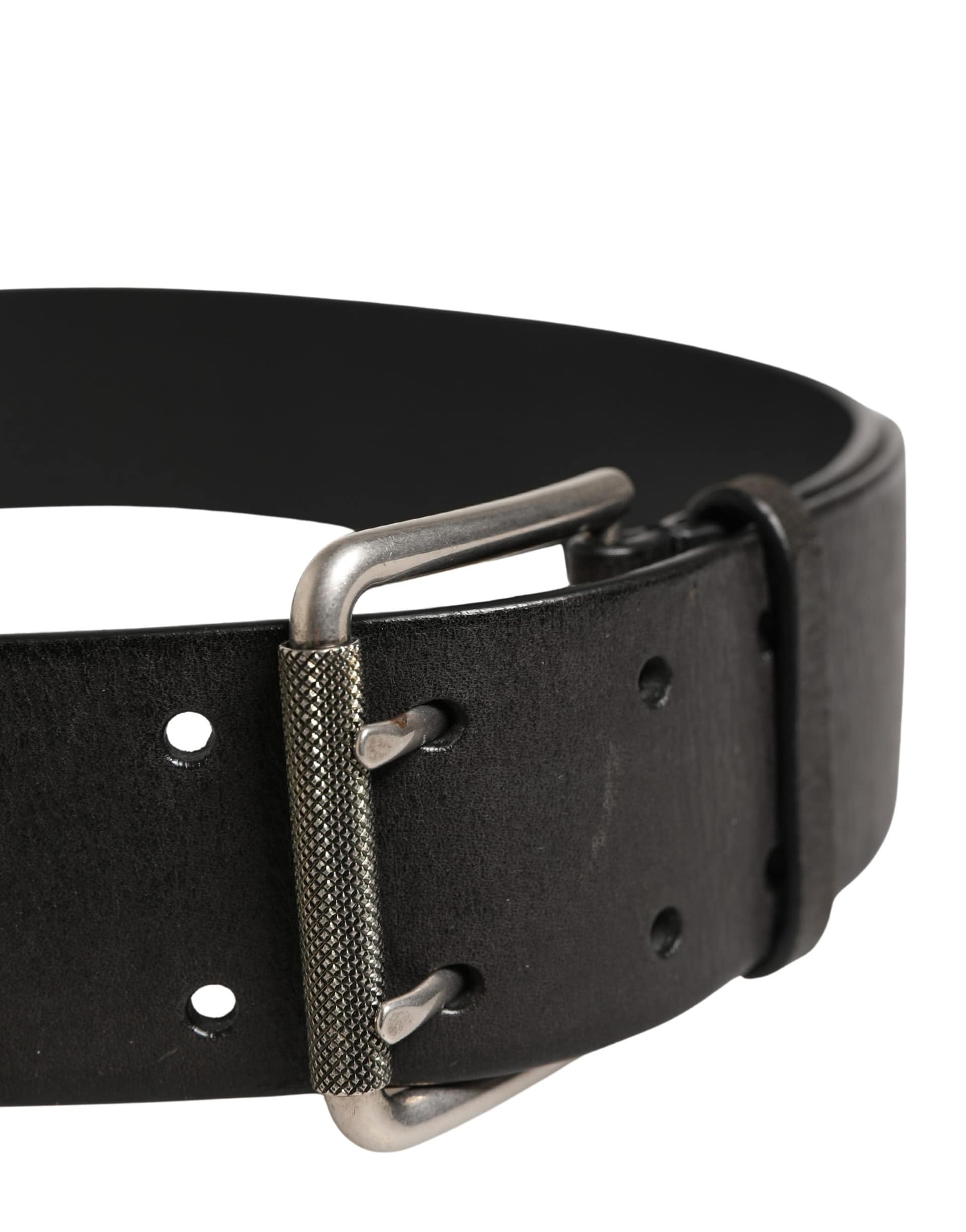 Dolce & Gabbana Men Black Classic Leather Metal Buckle Belt - Image 4