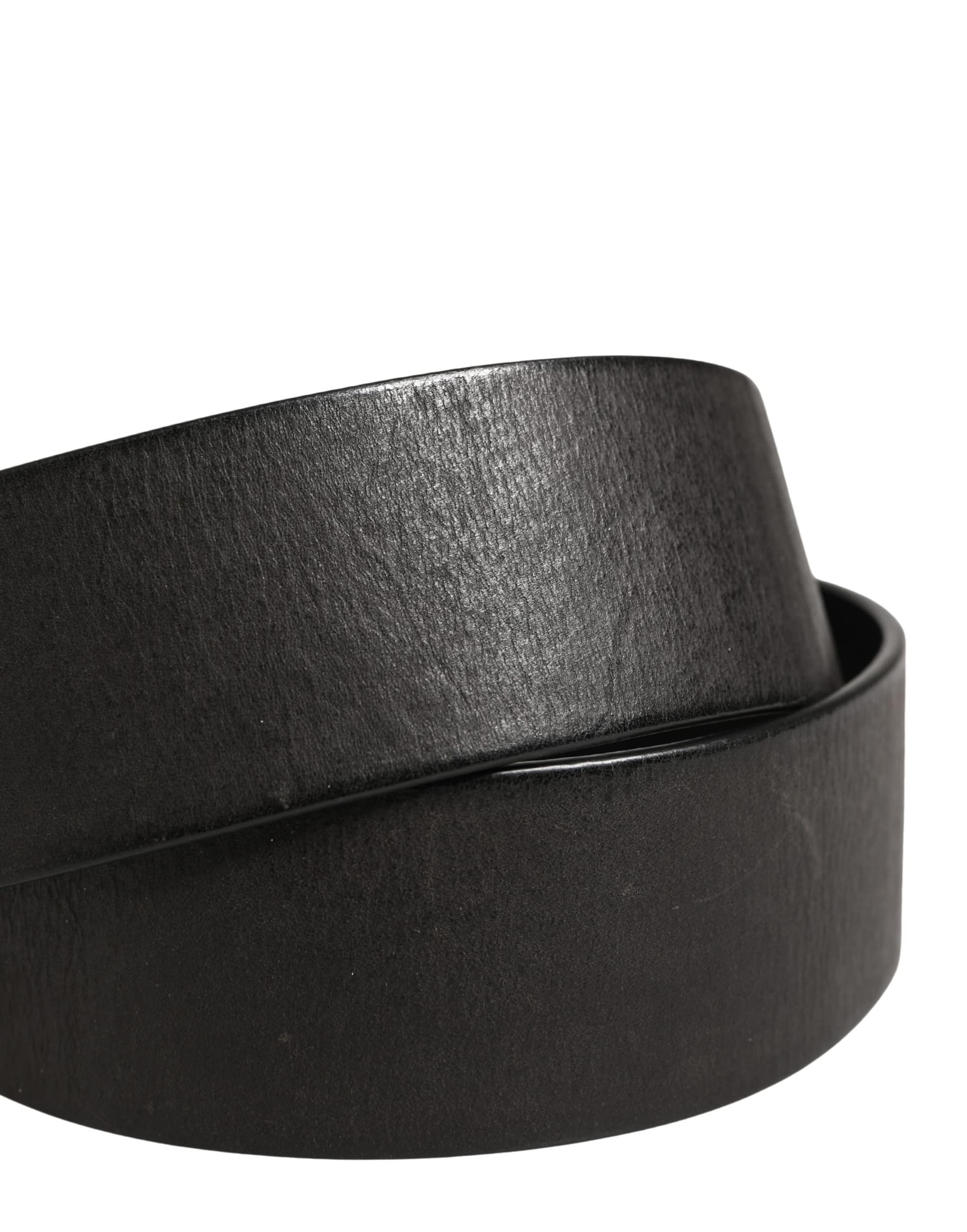 Dolce & Gabbana Men Black Classic Leather Metal Buckle Belt - Image 5