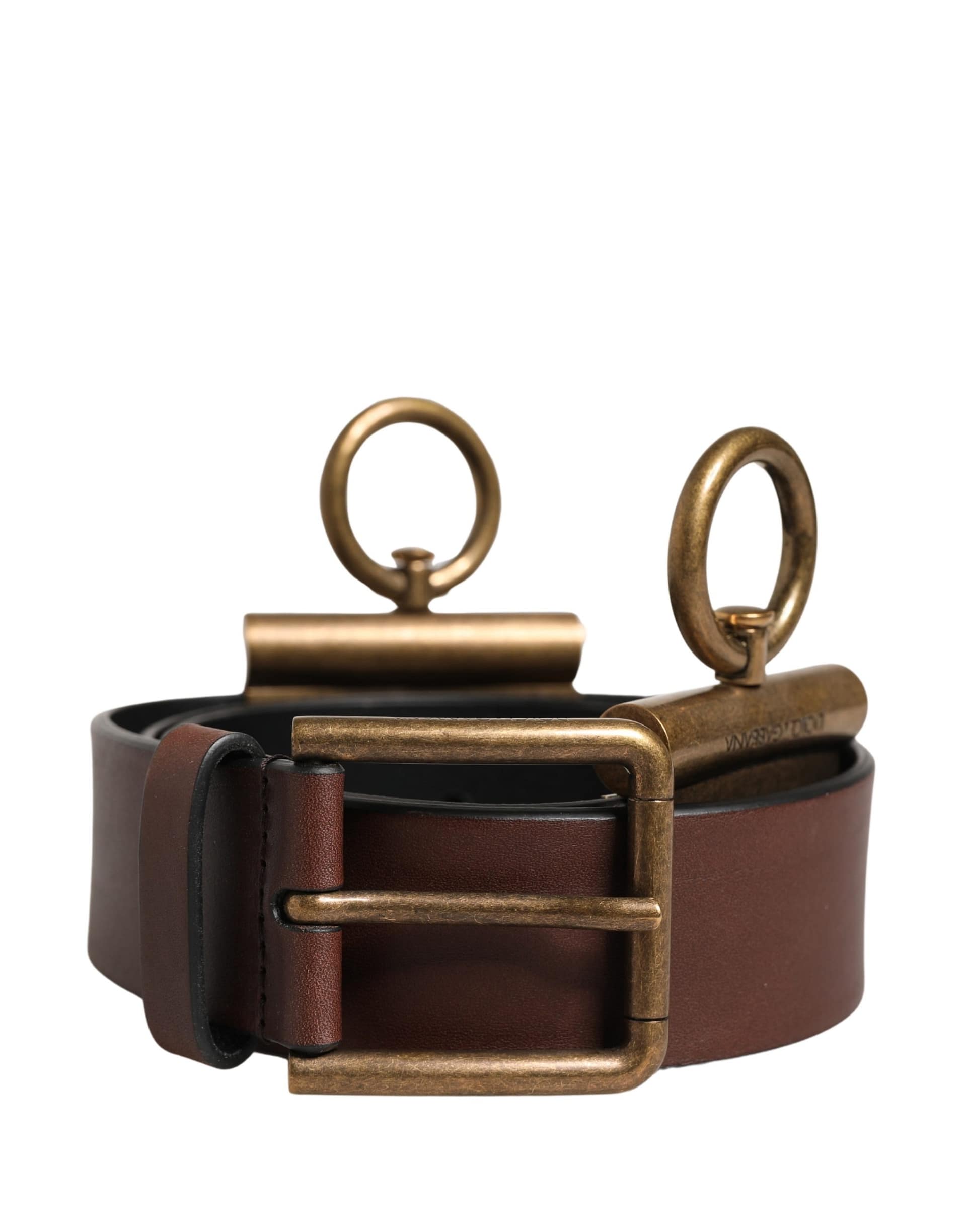 Dolce & Gabbana Men Brown Classic Leather Metal Buckle Belt - Image 2