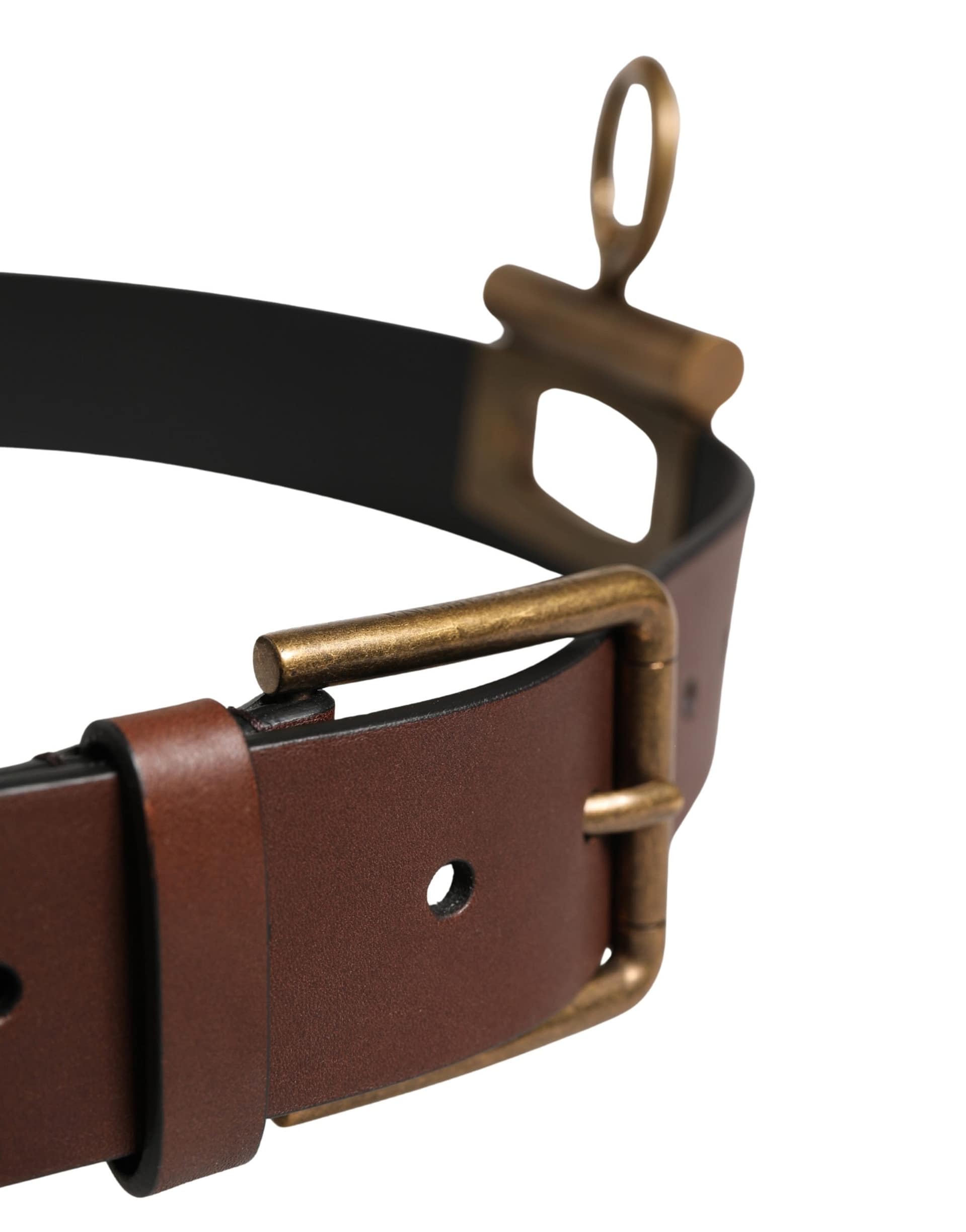 Dolce & Gabbana Men Brown Classic Leather Metal Buckle Belt - Image 4