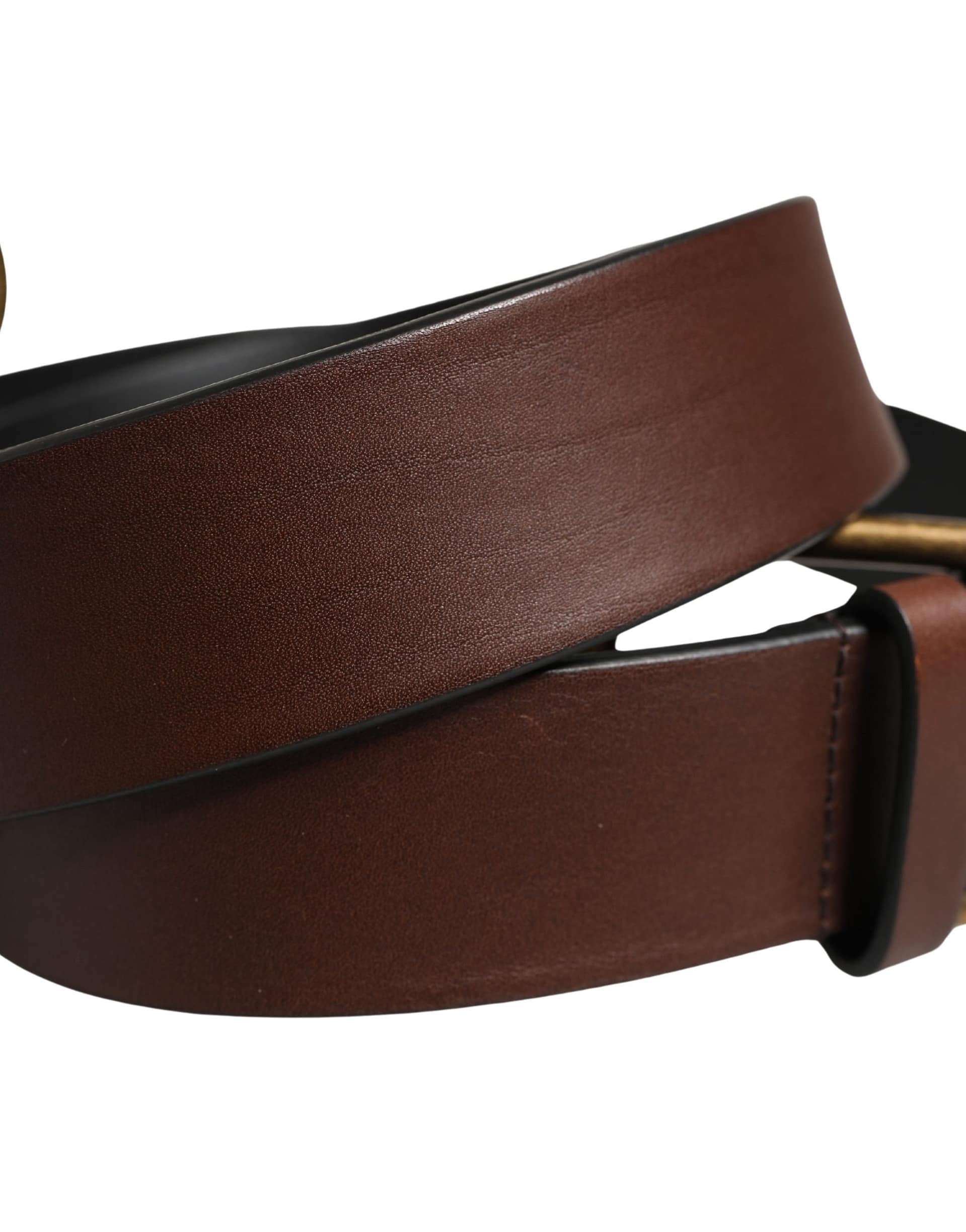 Dolce & Gabbana Men Brown Classic Leather Metal Buckle Belt - Image 5