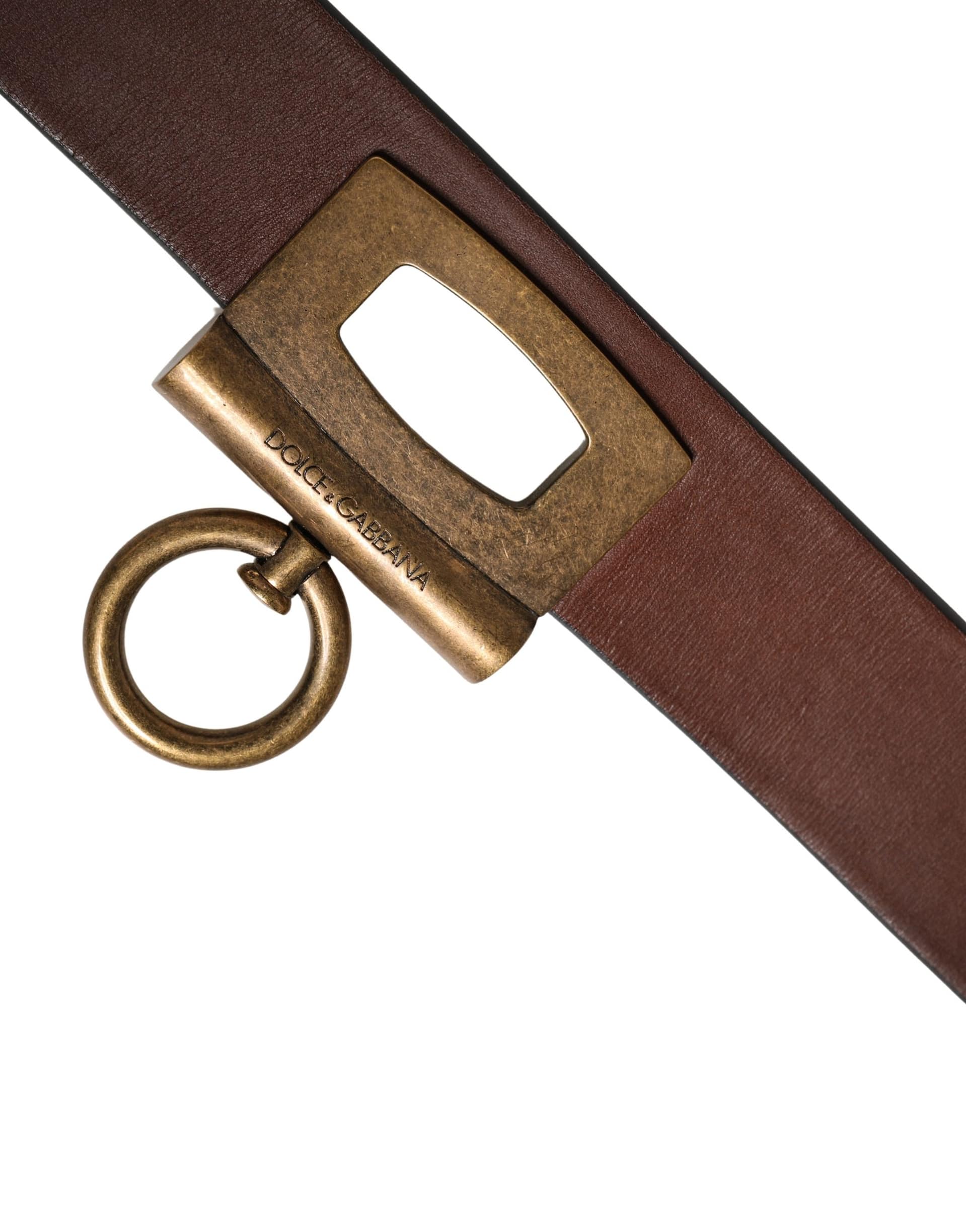 Dolce & Gabbana Men Brown Classic Leather Metal Buckle Belt - Image 7