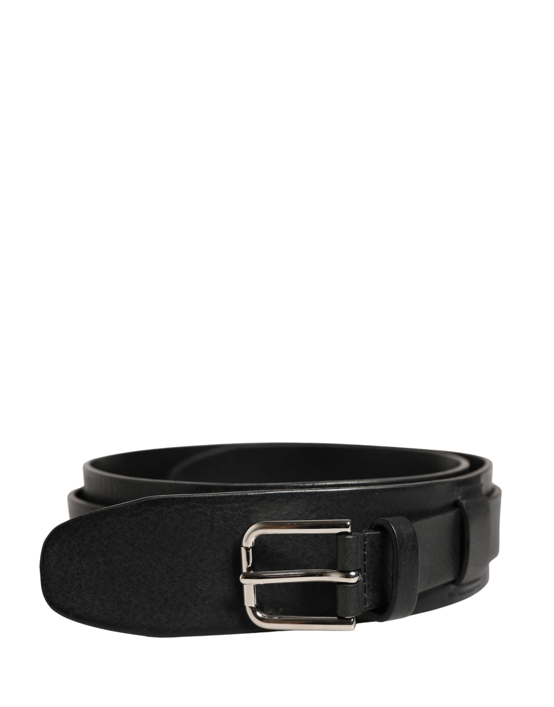 Dolce & Gabbana Men Black Classic Leather Metal Buckle Belt - Image 2