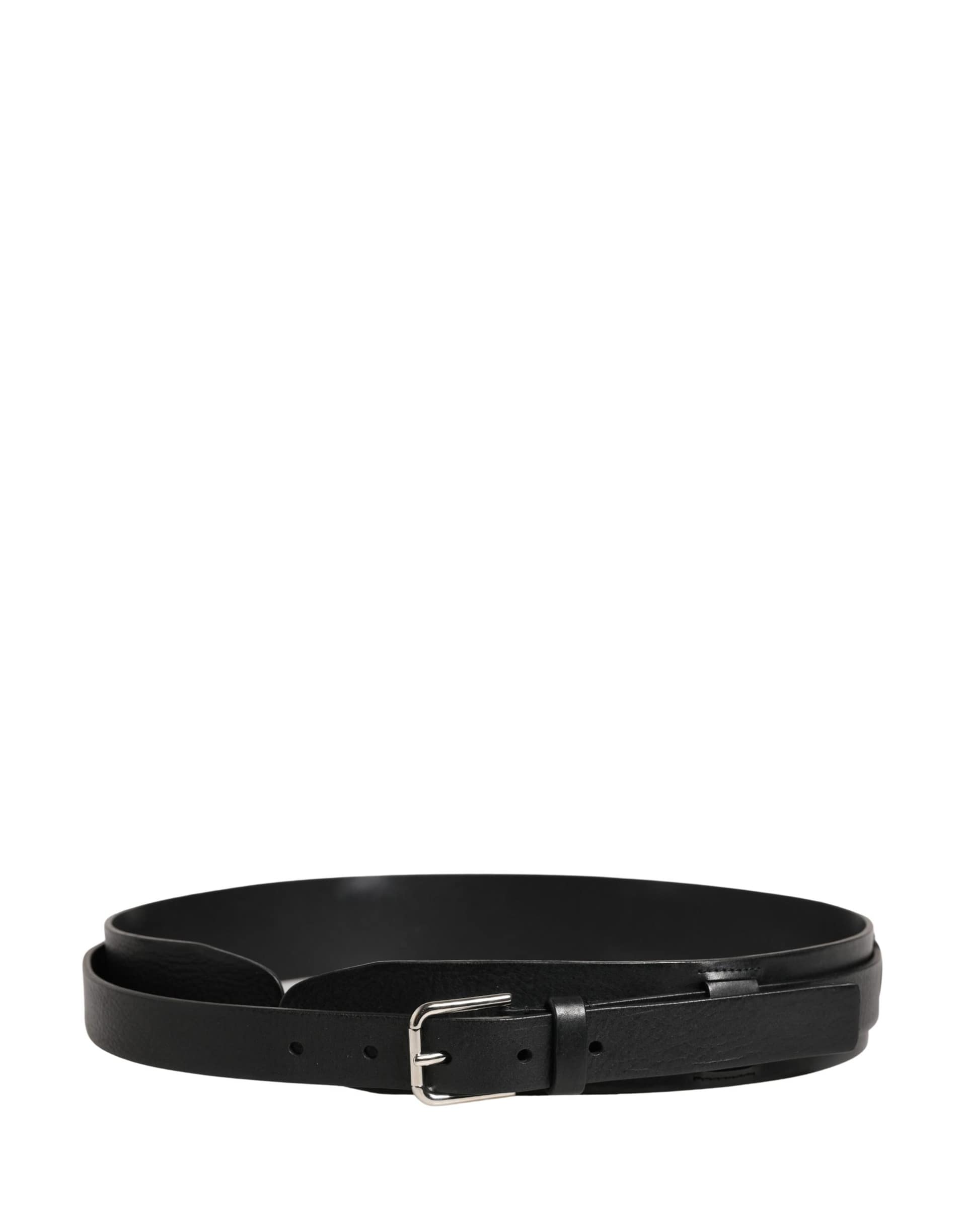 Dolce & Gabbana Men Black Classic Leather Metal Buckle Belt - Image 3