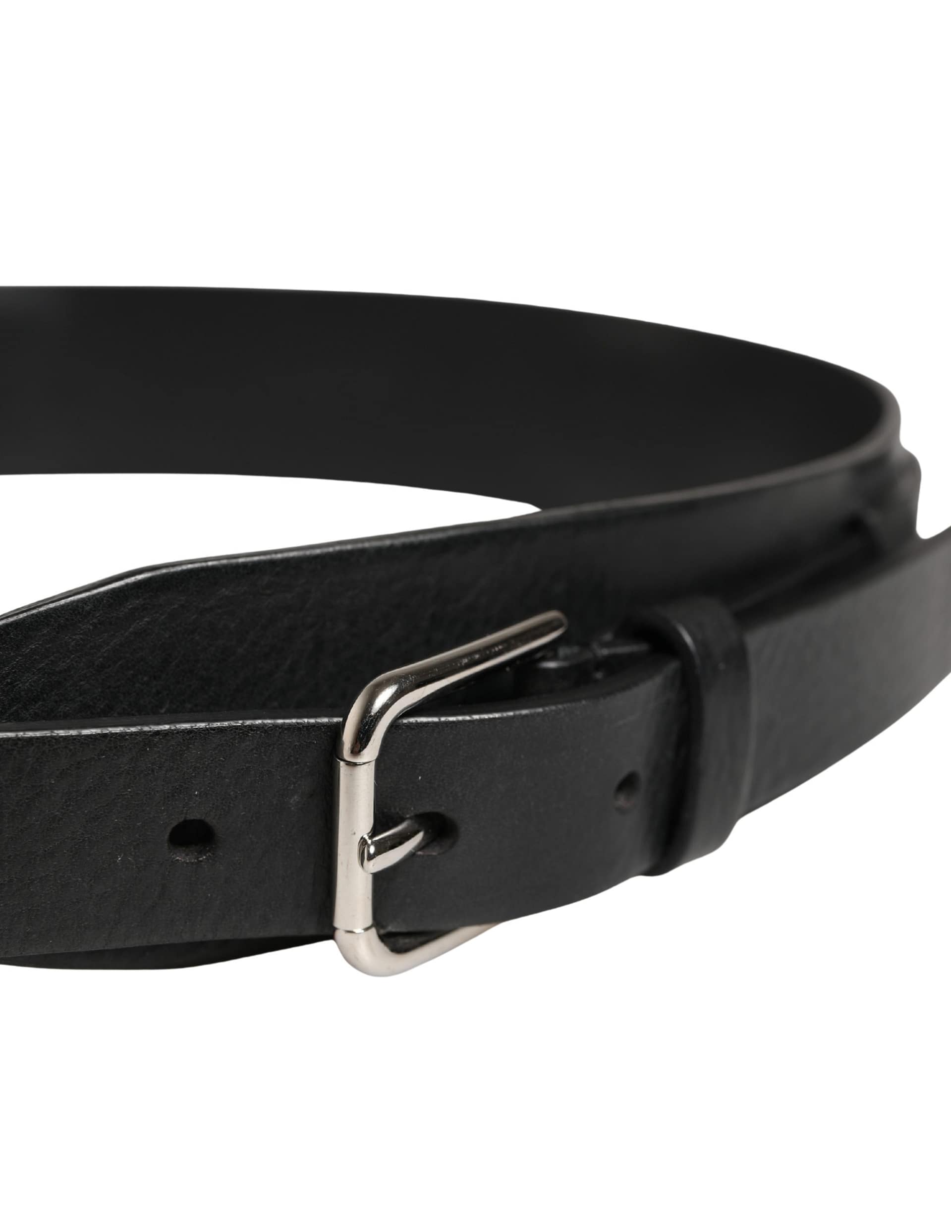 Dolce & Gabbana Men Black Classic Leather Metal Buckle Belt - Image 4