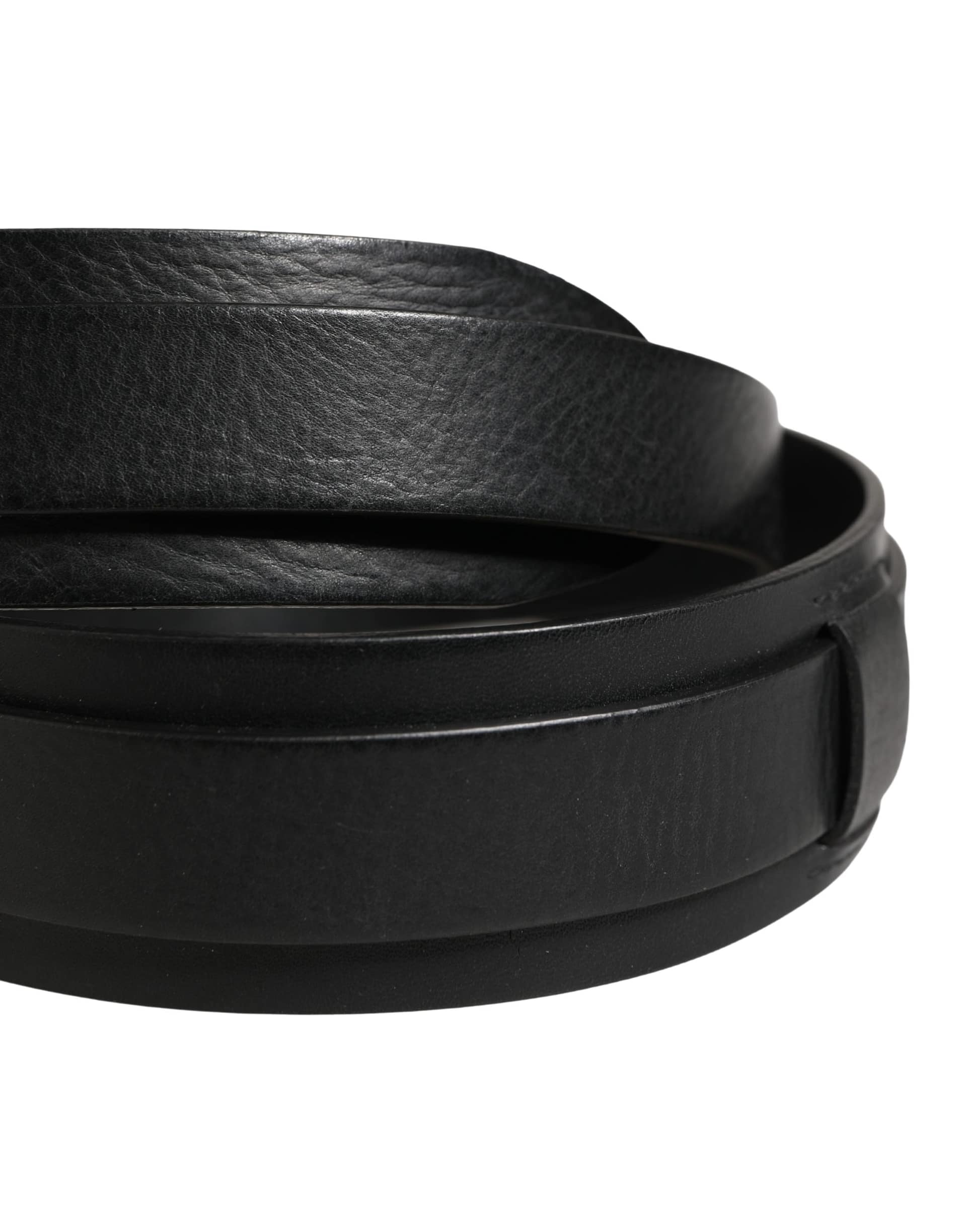Dolce & Gabbana Men Black Classic Leather Metal Buckle Belt - Image 5