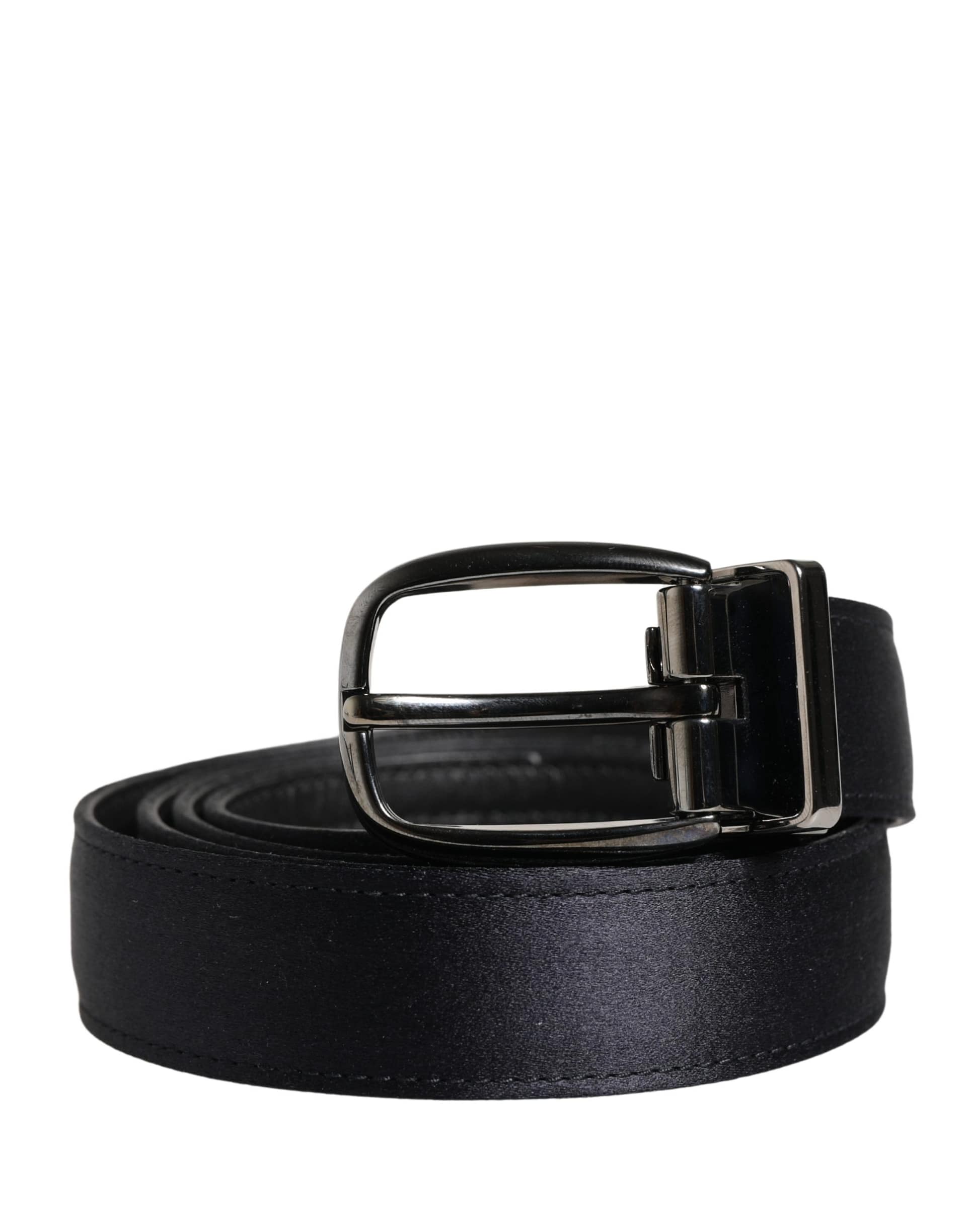 Dolce & Gabbana Men Black Classic Viscose Metal Buckle Belt - Image 2
