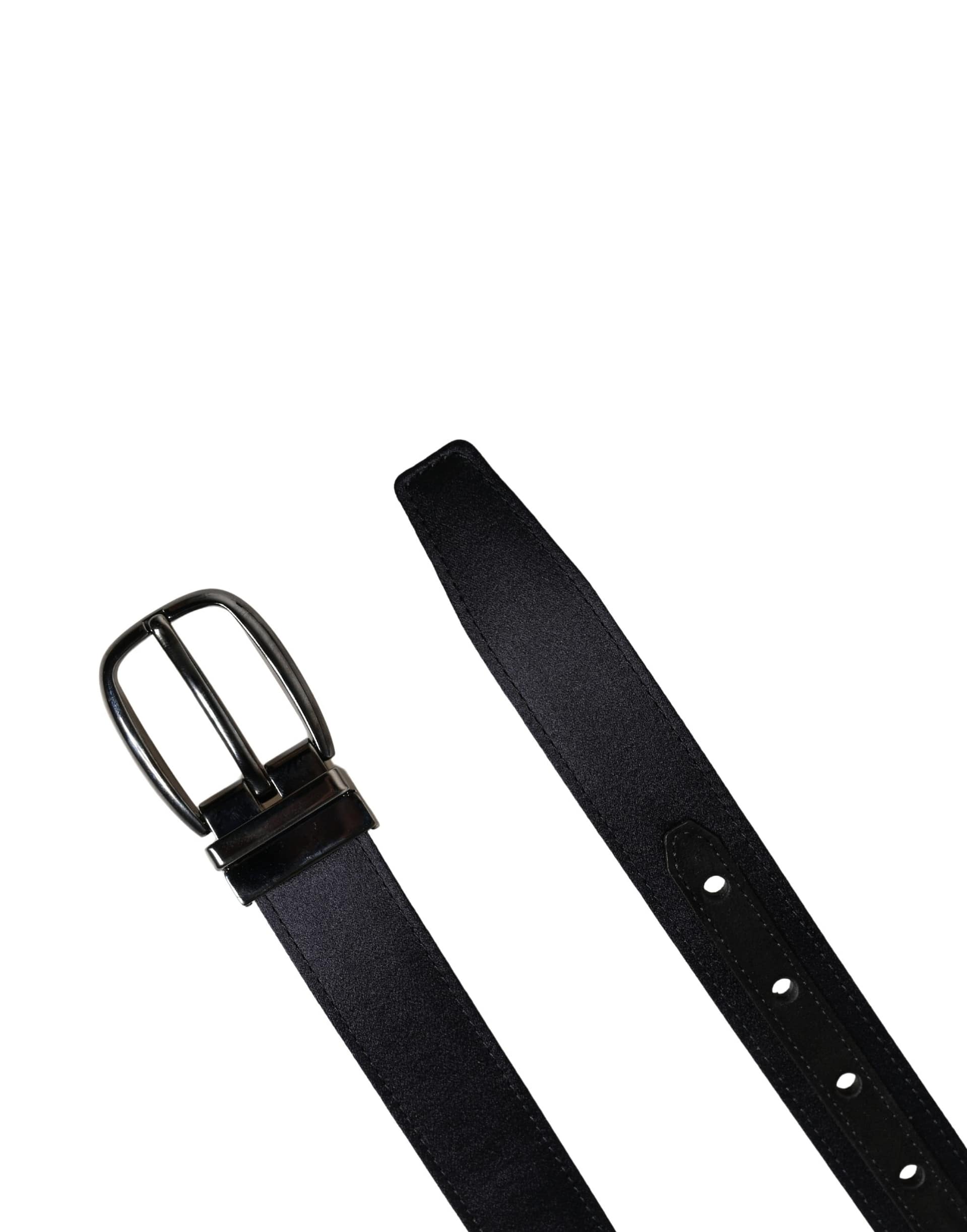 Dolce & Gabbana Men Black Classic Viscose Metal Buckle Belt - Image 6