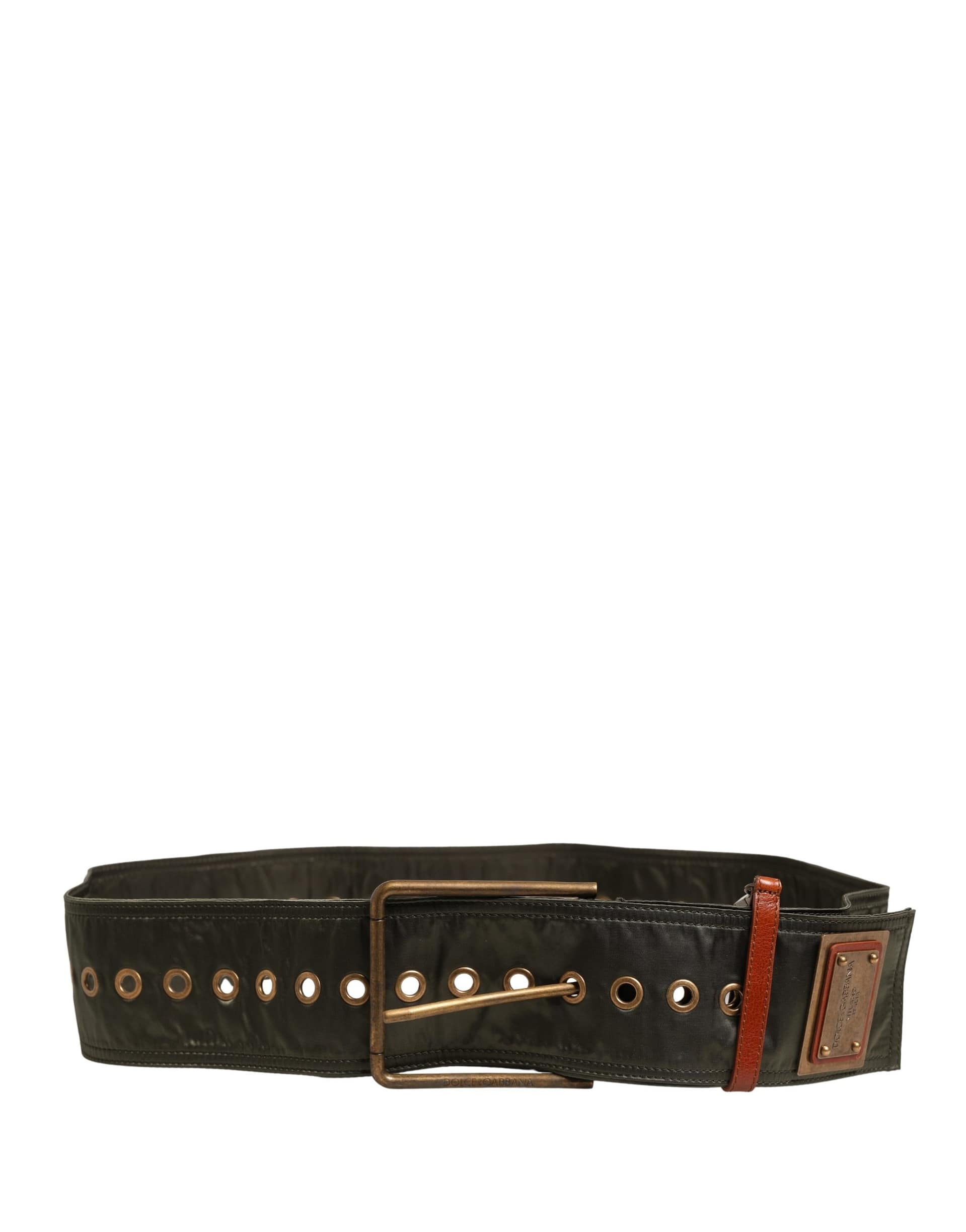 Dolce & Gabbana Men Black Wide Leather DG Metal Buckle Belt