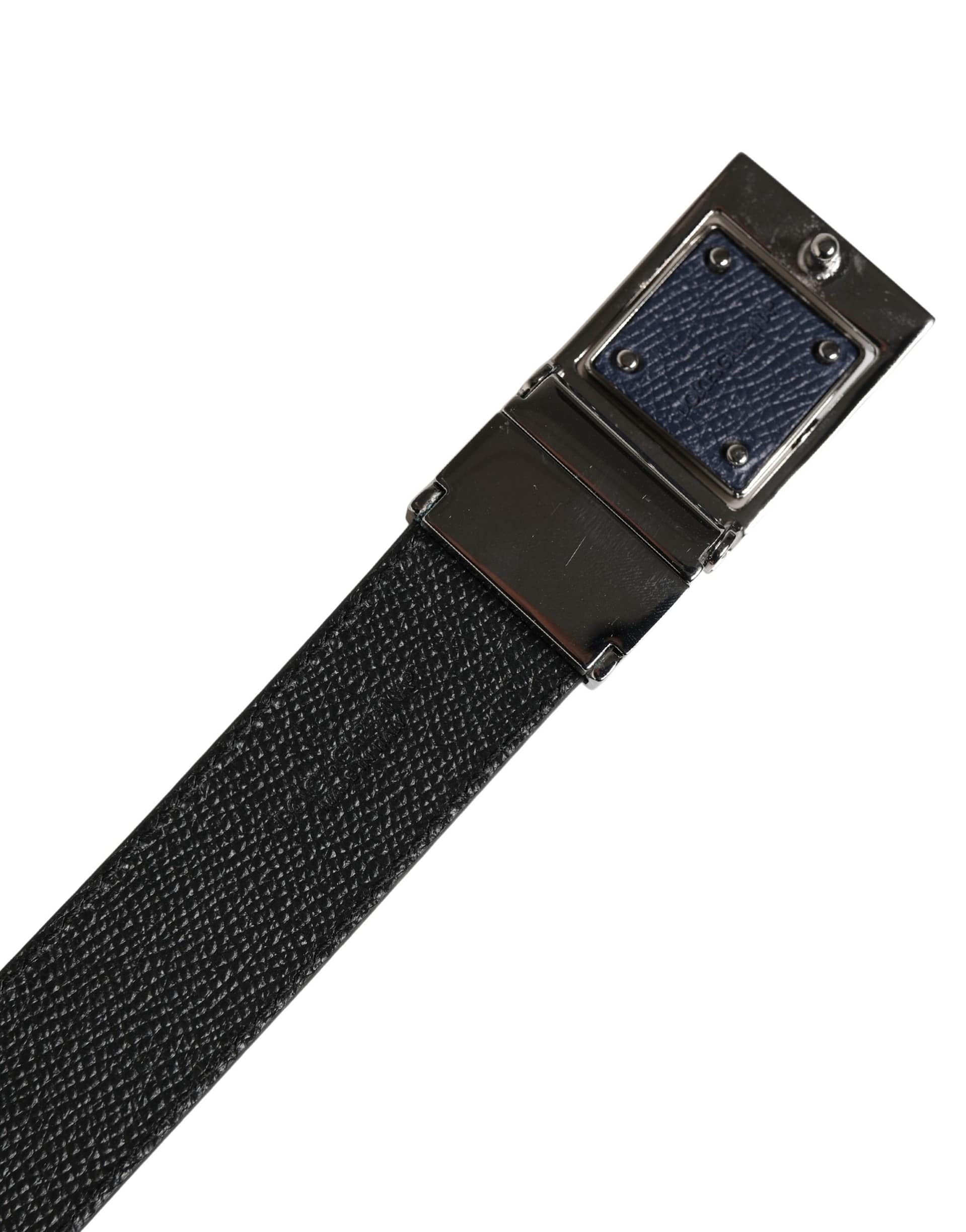 Dolce & Gabbana Men Blue Calfskin Leather Square Buckle Belt - Image 6