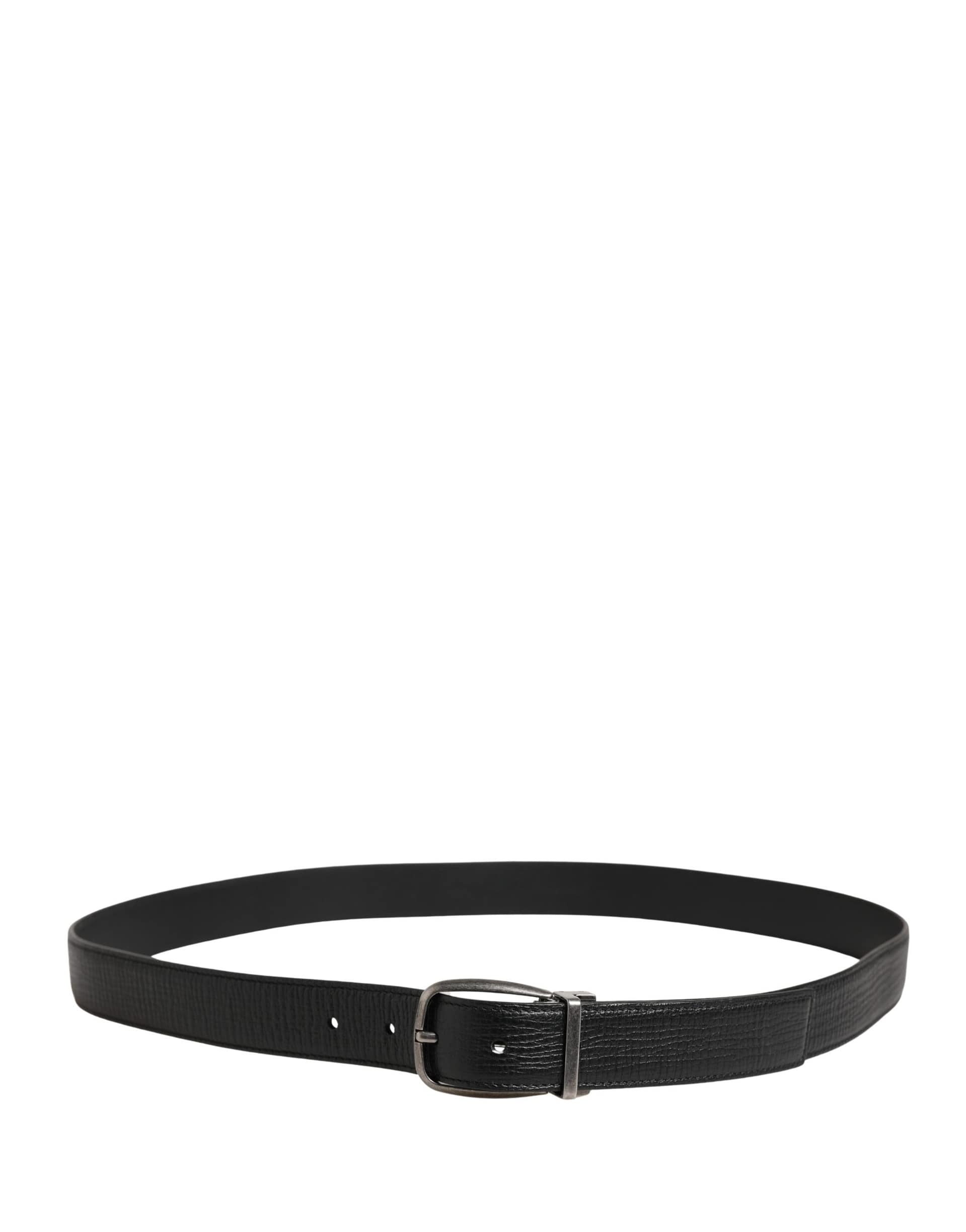 Dolce & Gabbana Men Black Classic Leather Metal Buckle Belt - Image 3